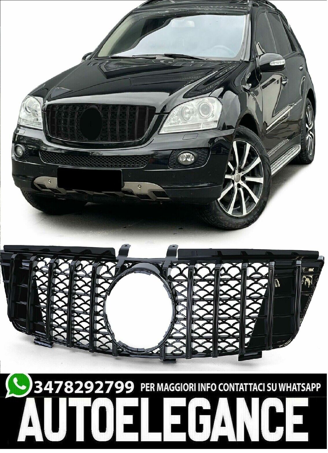 Sport Radiatore Griglia Nero Lucido adatto per Mercedes classe ML W164