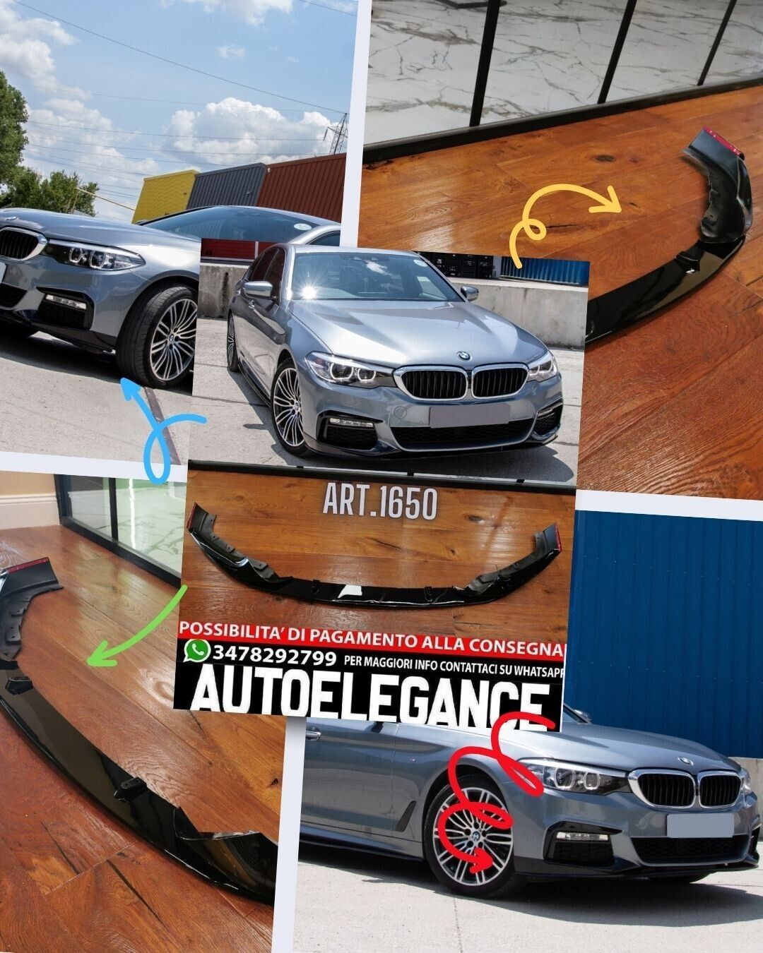 UNTER STO&szlig;STANGE 5 SERIES G30 G31 2017-2019 MSPORT SCHWARZGL&Auml;NZEND