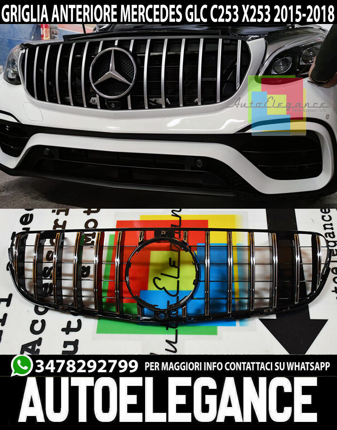 GRIGLIA ANTERIORE MERCEDES GLC C253 X253 15-18 PROFILI CROMATI PANAMERICANA ..