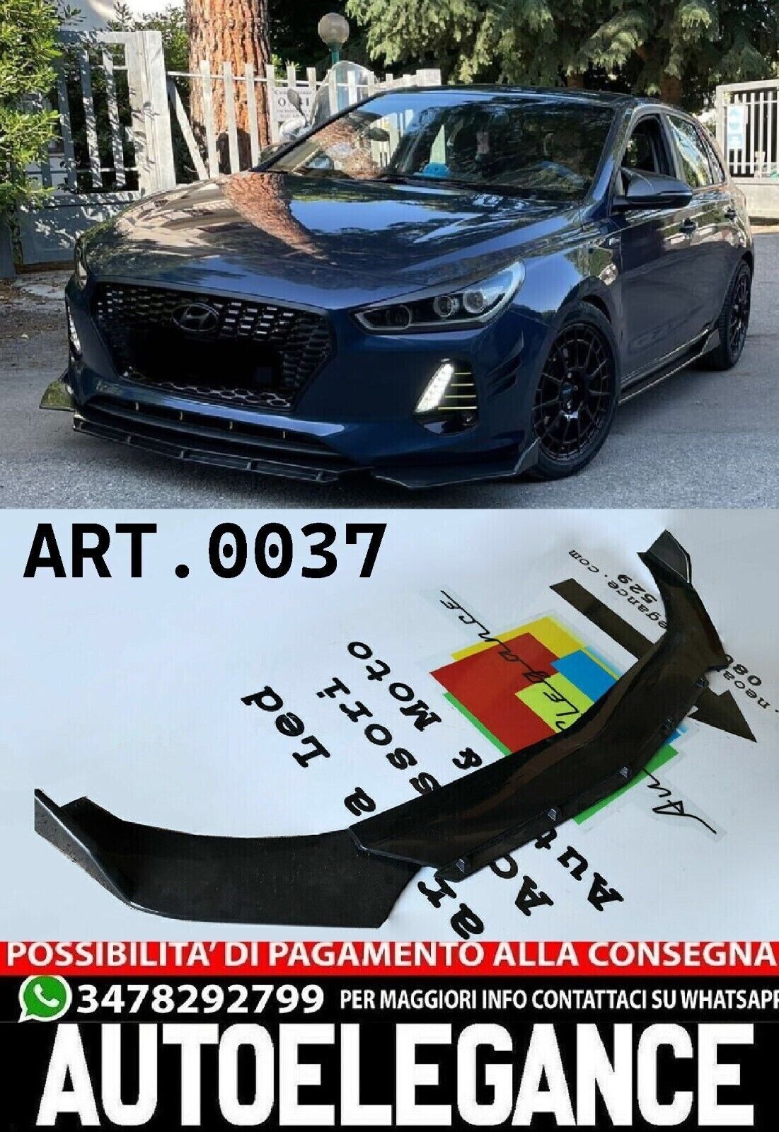 SPLITTER DELANTERO RS LOOK NEGRO BRILLO ADECUADO HYUNDAI I30 III 2017+