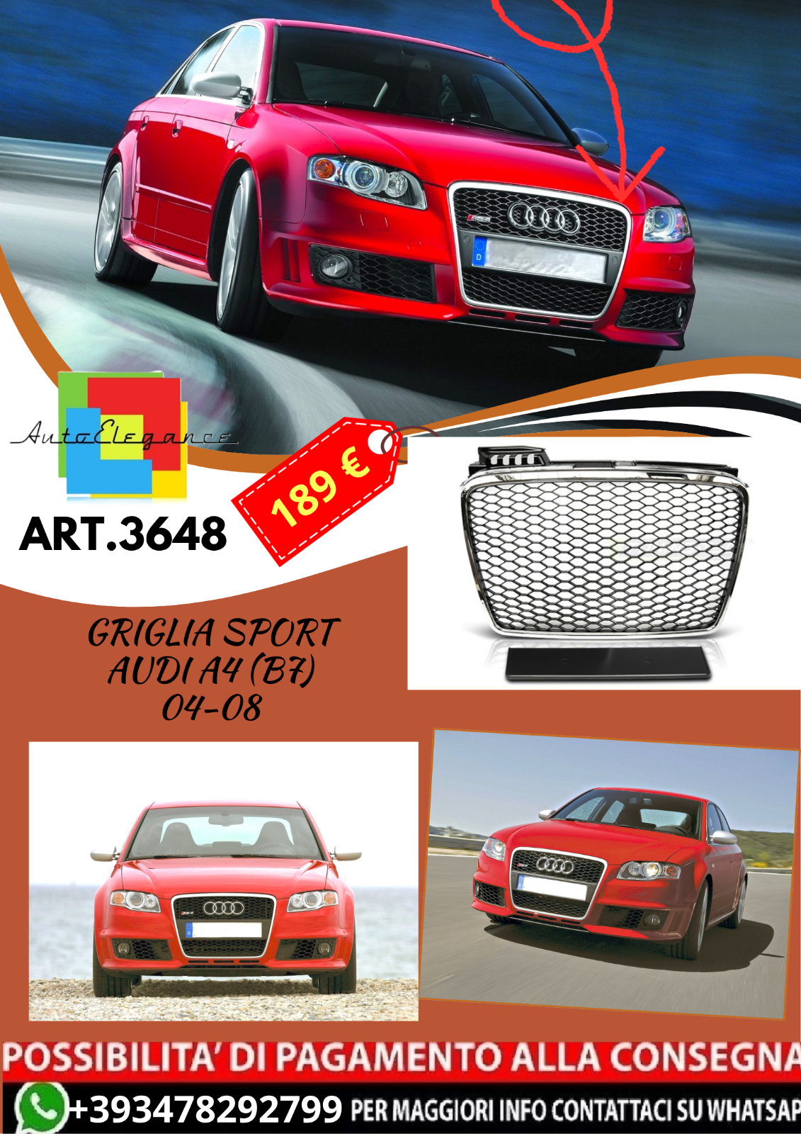 ART.3648 CALANDE SPORT adapté pour AUDI A4 (B7) 04-08