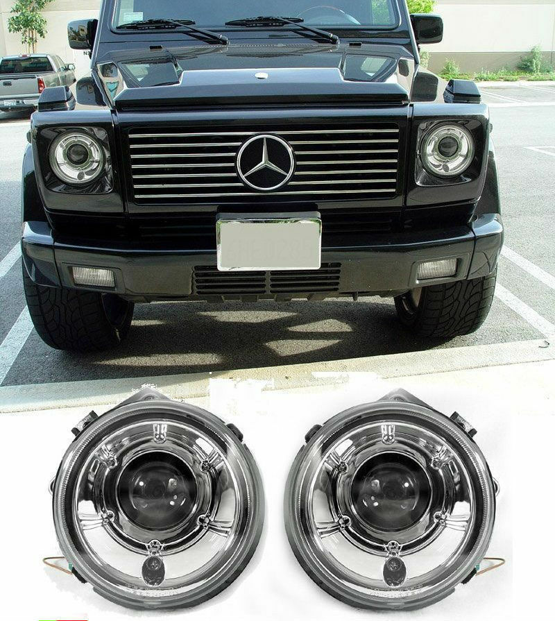 Phares Avant Lenticulaire Mercedes Classe G W463 W461 1990-2012 Feux Chrome