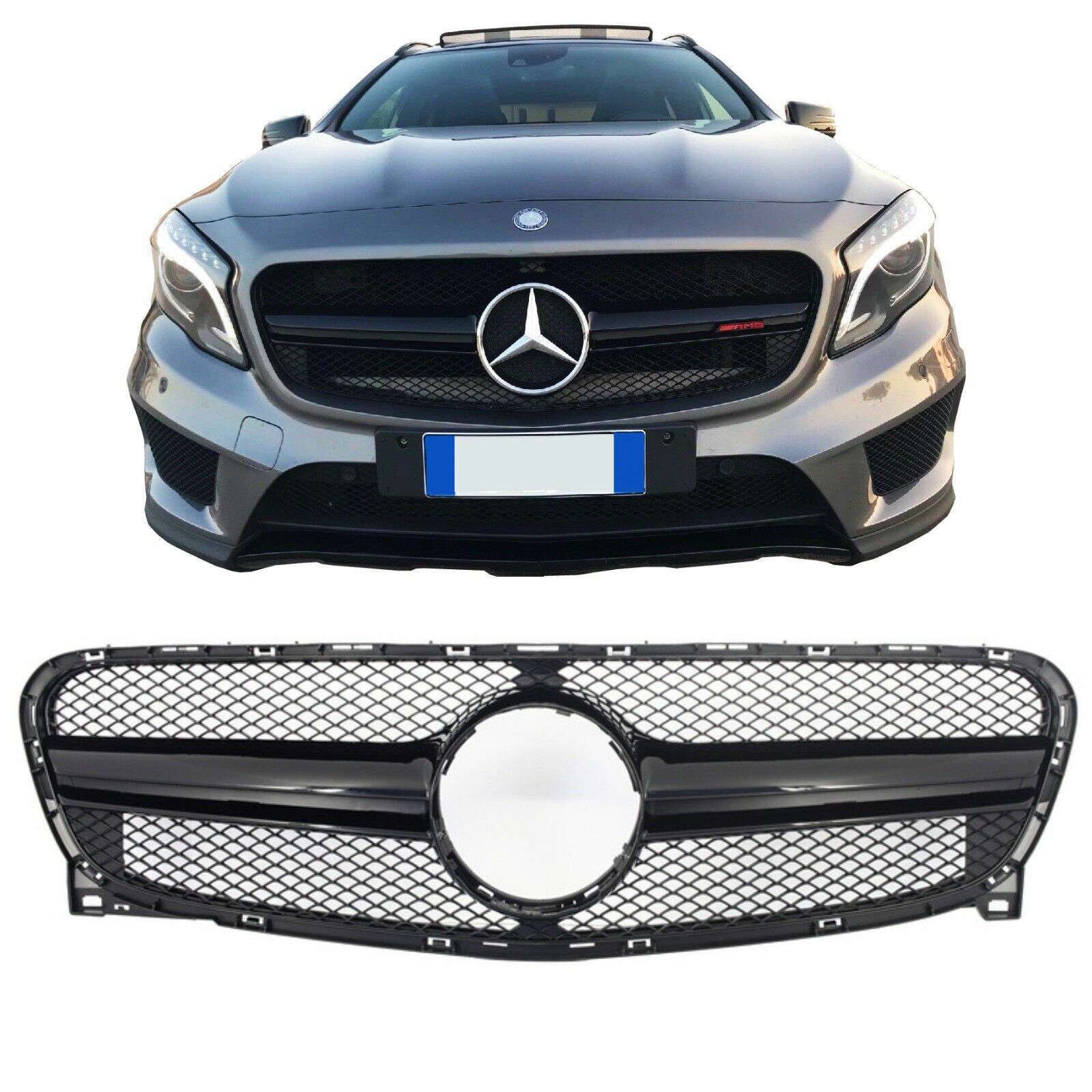 Gitter Vorne f&uuml;r Mercedes Gla X156 2014-2016 GLA45 Design Schwarz