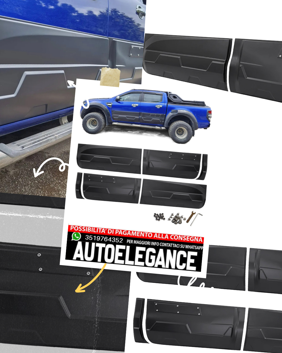 Copri portellone posteriore con protezione paraurti per Ford Ranger T6 T7 T8