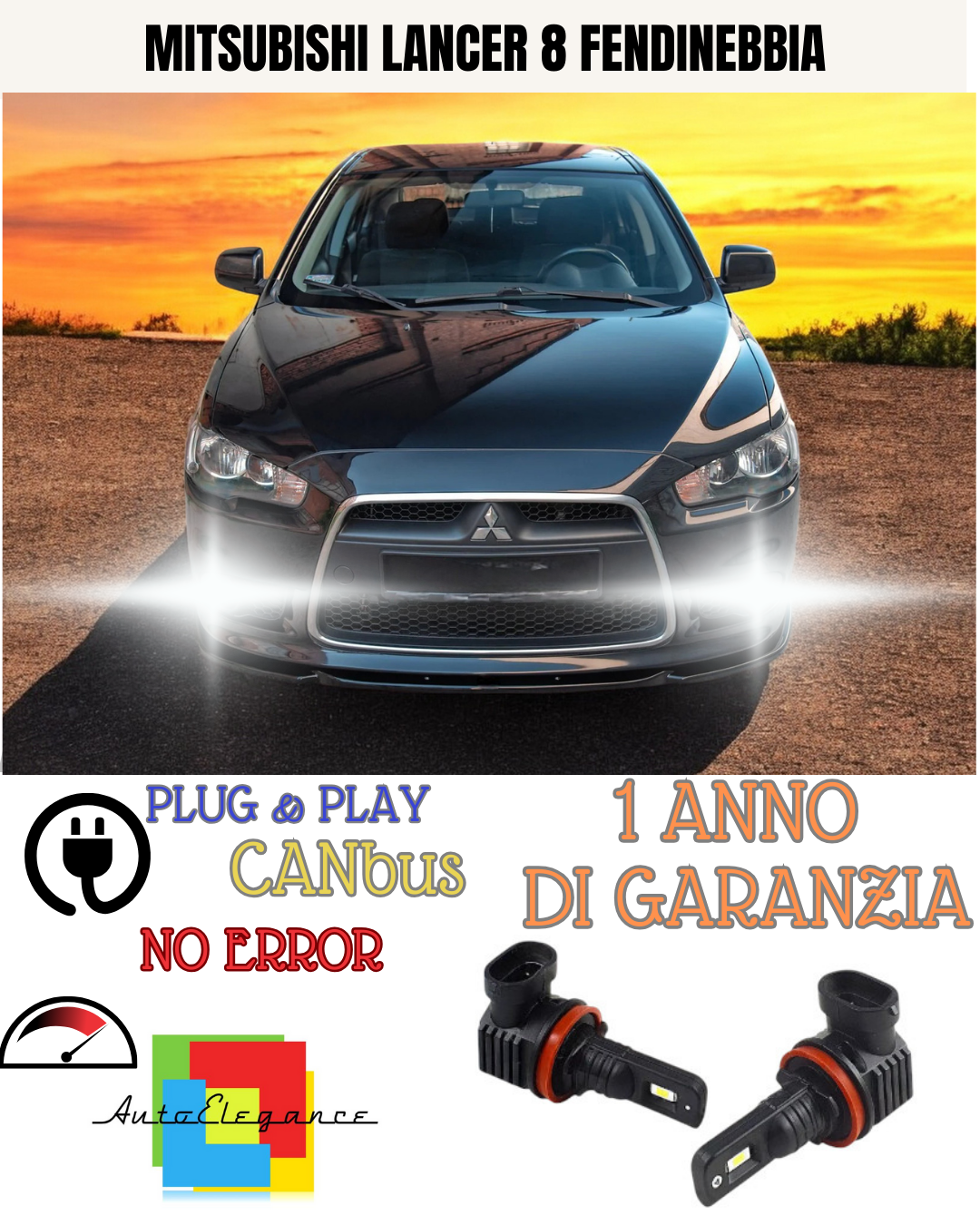 KIT LED H11 MITSUBISHI LANCER 8 6000K BIANCO FENDINEBBIA