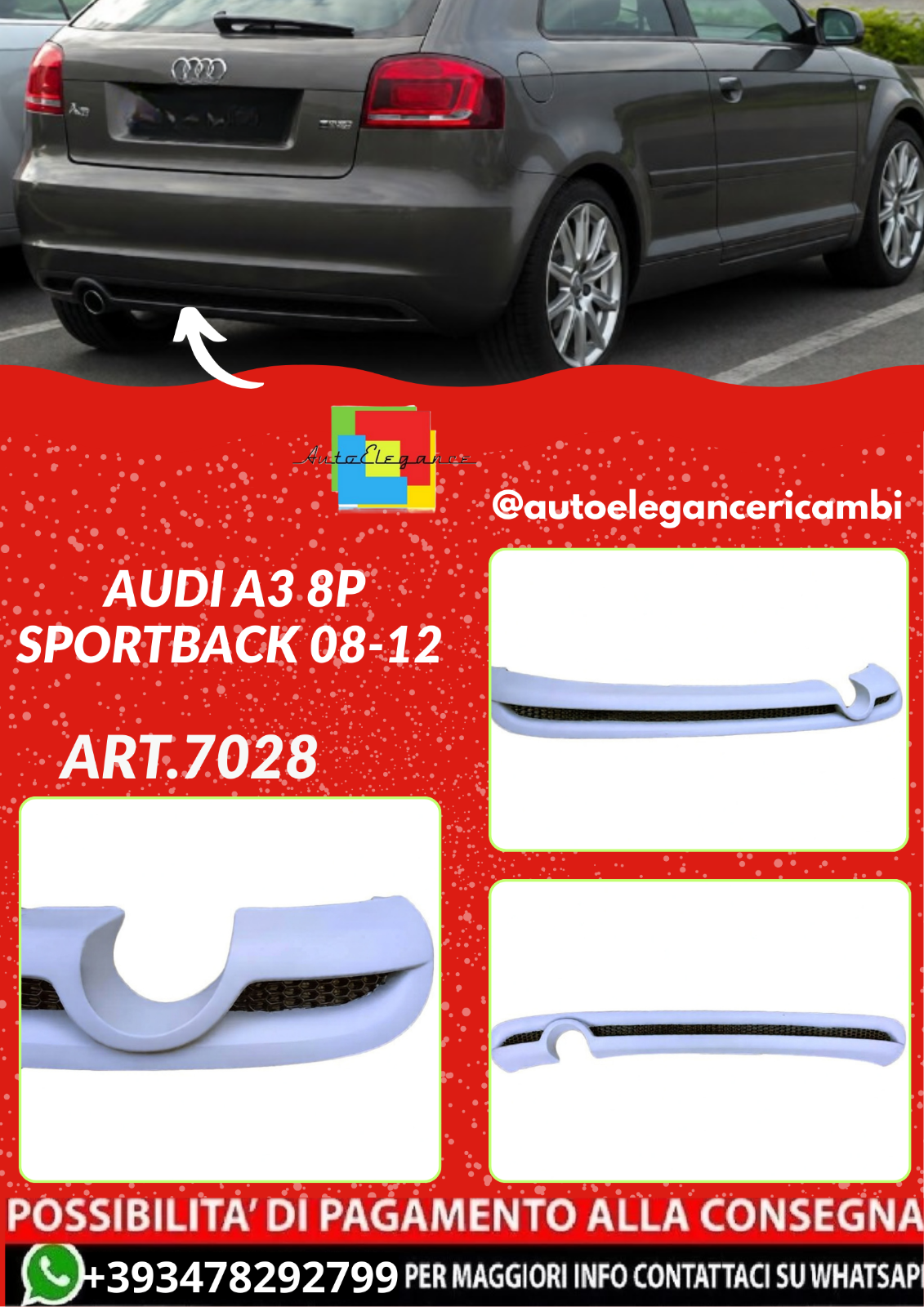 ART.7028 DIFFUSORI AUDI A3 8P SPORTBACK 08-12