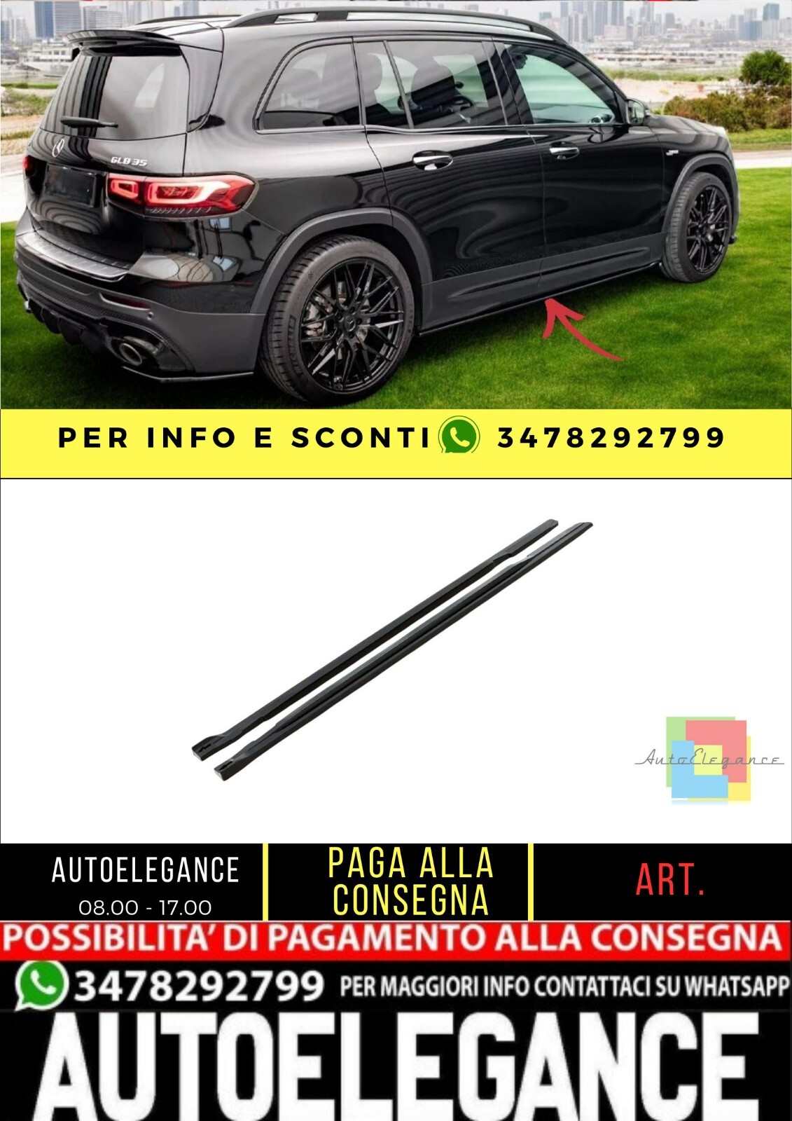 ? Schweller Seitenlichter Schwarz Gl&auml;nzend ABS f&uuml;r Mercedes AMG Glb 35 X247 2019