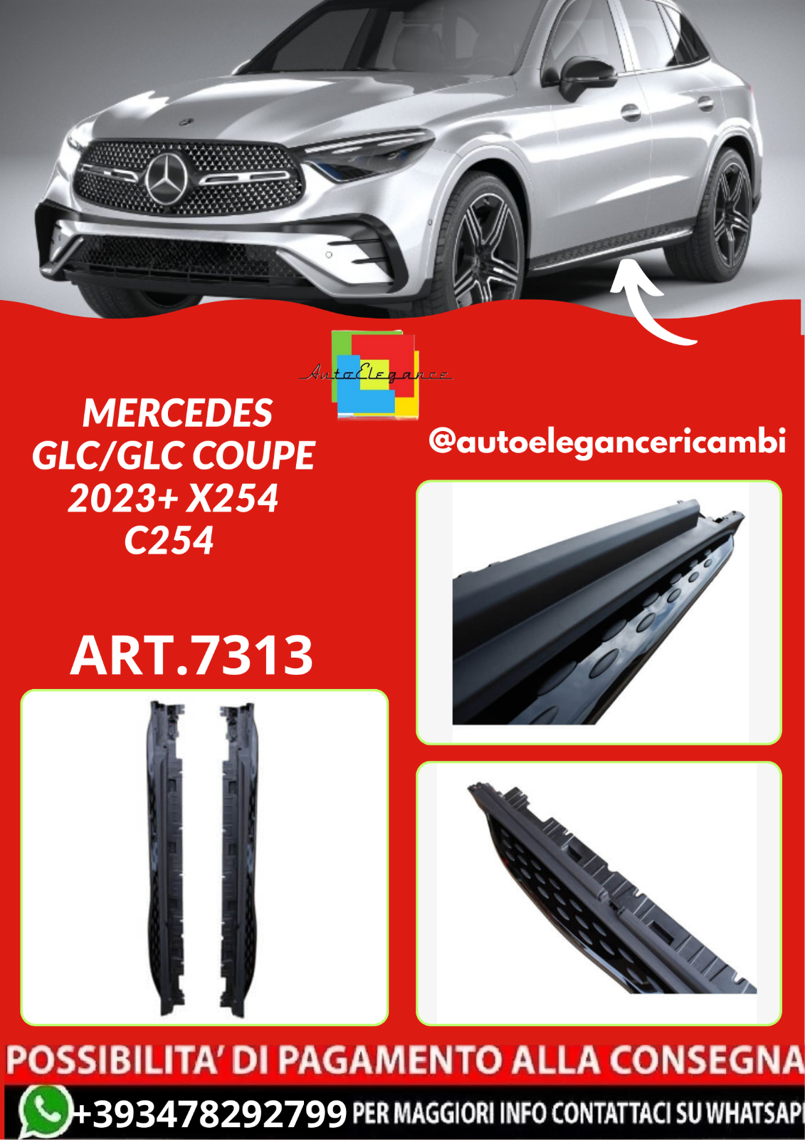 ART.7313 ESCALERAS MERCEDES GLC/GLC COUPE 2023+ X254 C254 NEGRO BRILLANTE