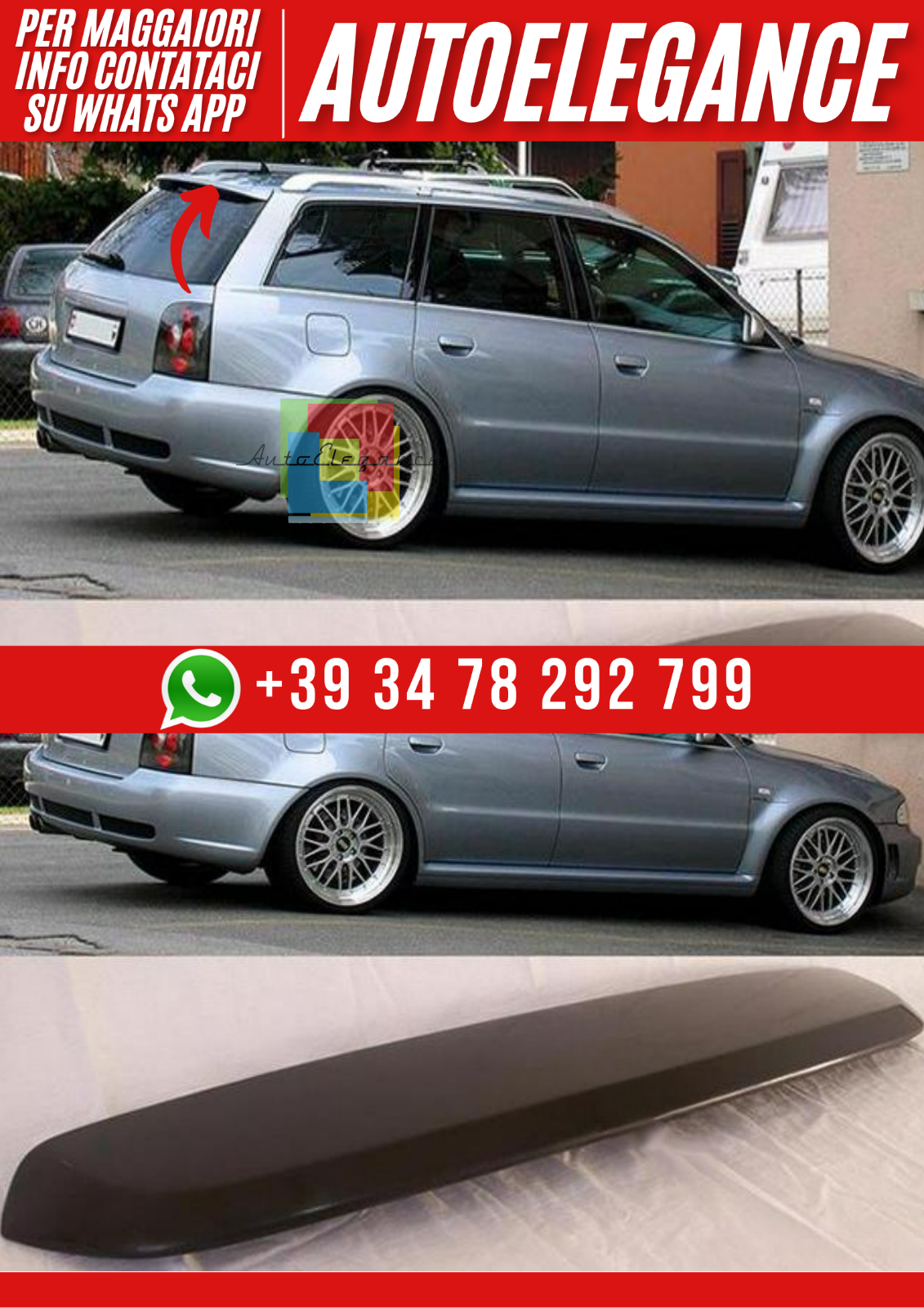 ??Spoiler Arri&egrave;re De Toit Compatible Avec Audi A4 B5 Avant 1995&ndash;2001 Look Spo??