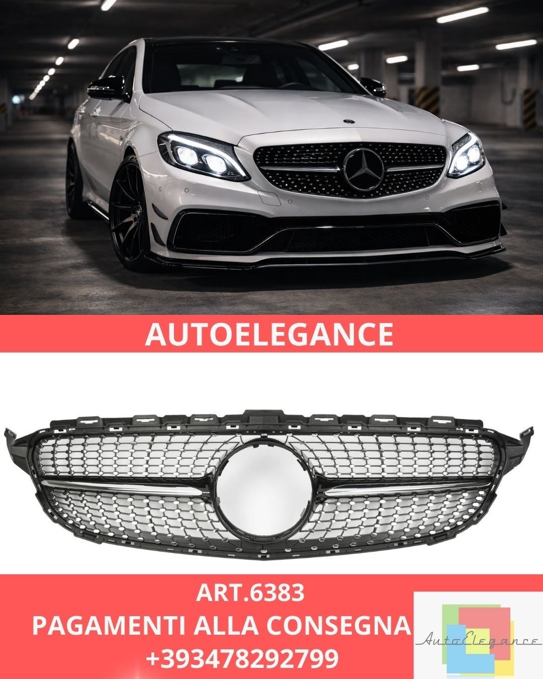 ART.6383 Sportgrill passend für Mercedes W205 Vor-Facelift DIAMOND