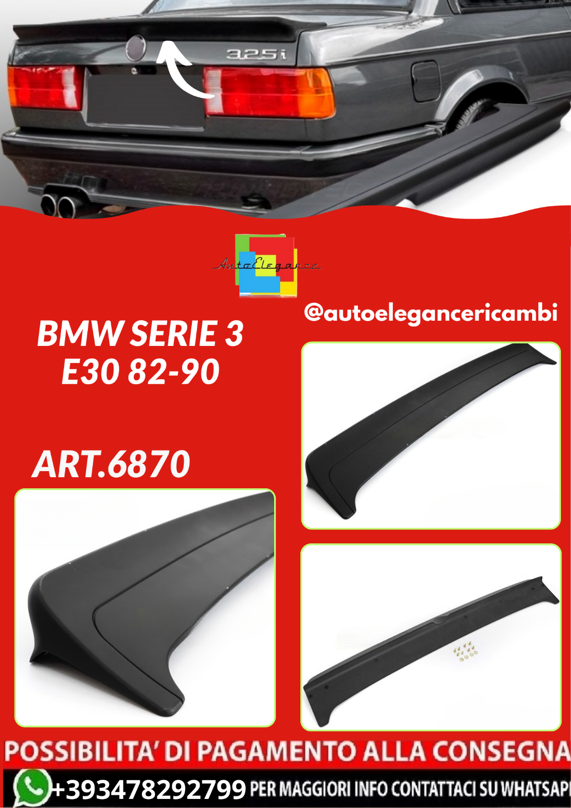 ART.6870  SPOILER  BMW SERIE 3 E30 82-90