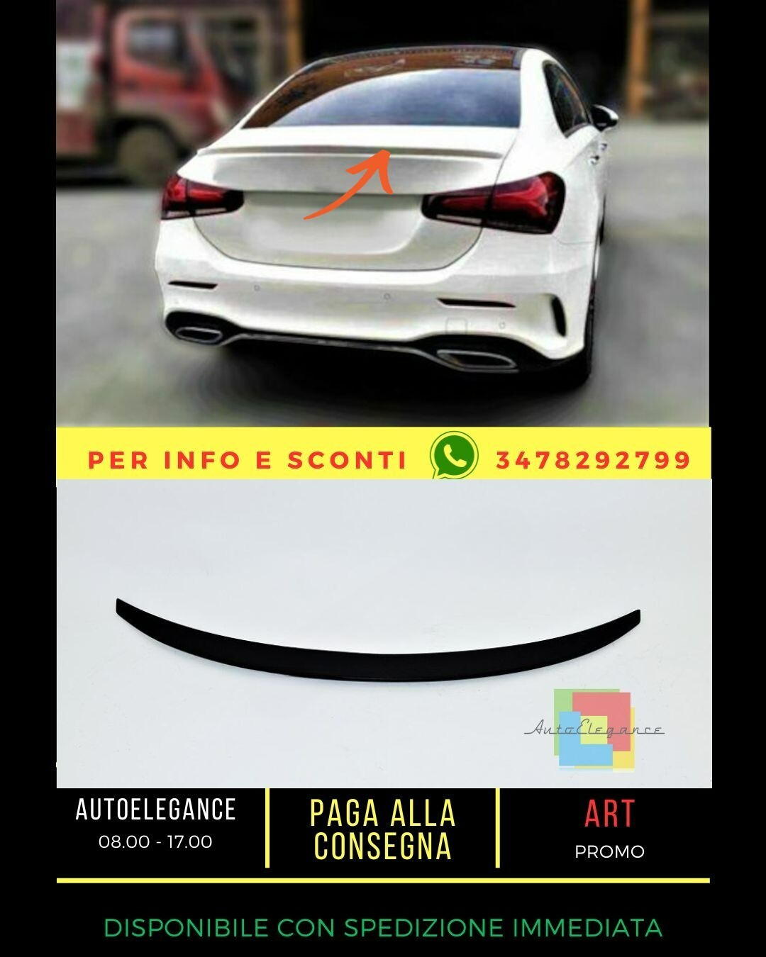 Spoiler grezzo adatto per Mercedes A class V177 2018+ Sedan
