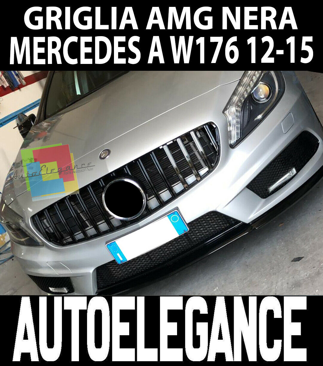 Grille Avant Noir Poli - Mercedes Classe A W176 2012-2015 Calandre AMG