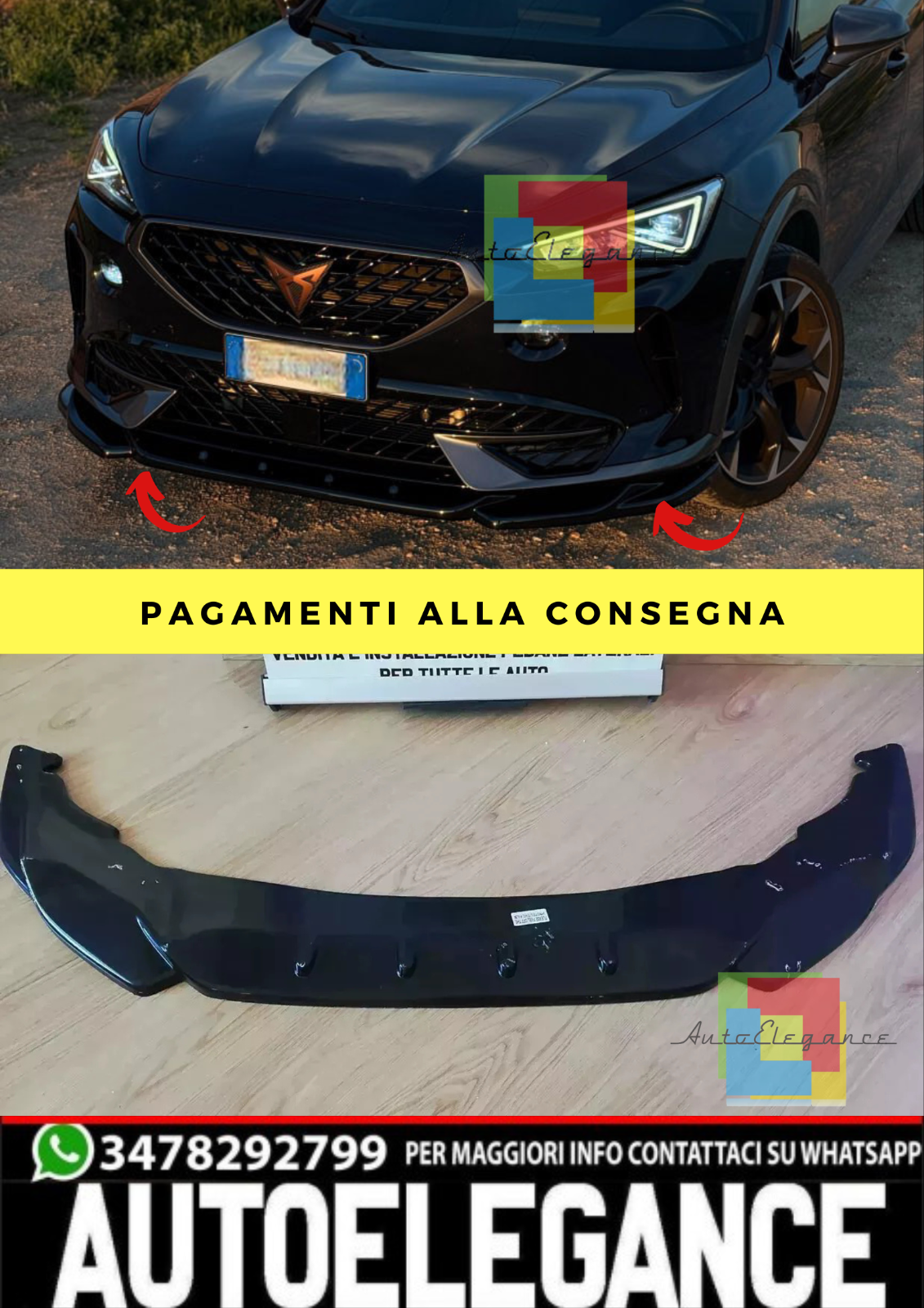 ?1340 SPLITTER ADATTO PER CUPRA FORMENTOR 2020+ NERO LUCIDO?