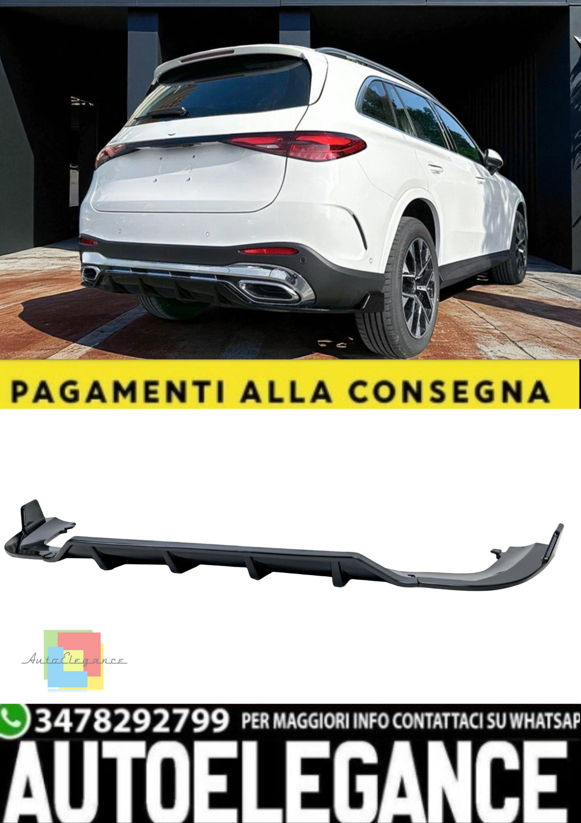 Difusor Trasero Negro Brillante Para Mercedes GLC X254 SUV (Desde 2022)