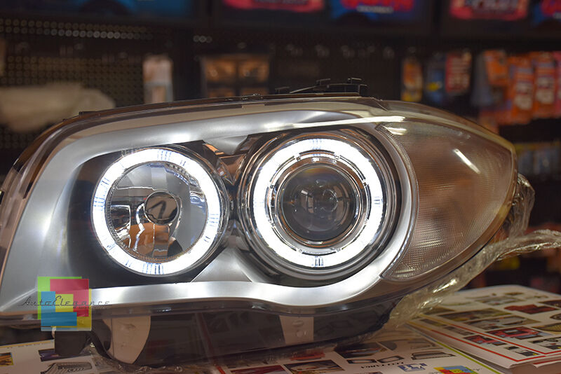 Phares Satin Avec Anneaux Angel Eyes LED Blancs BMW E81 E82 E87 E88 04-11