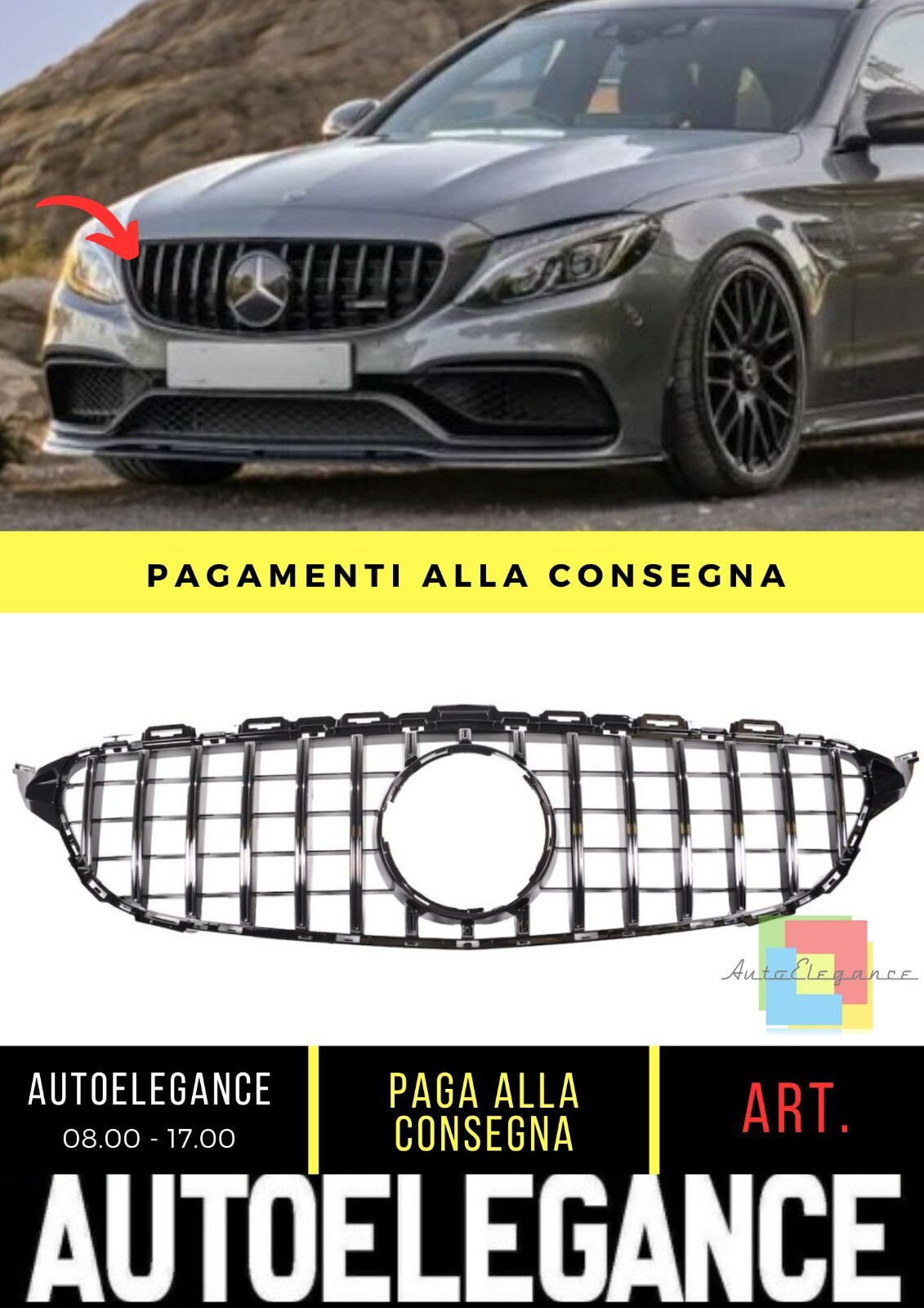 Rejilla Adecuada Para Mercedes Clase C (W205) (2013-2018) PANAMERICANA