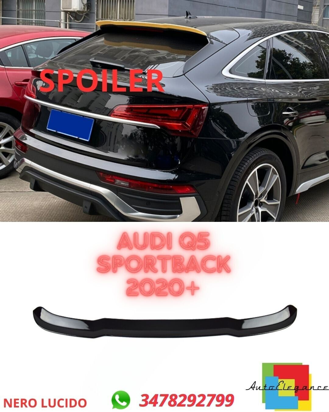 ?SPOILER NERO LUCIDO ADATTO PER AUDI Q5 Sportback 2020+?