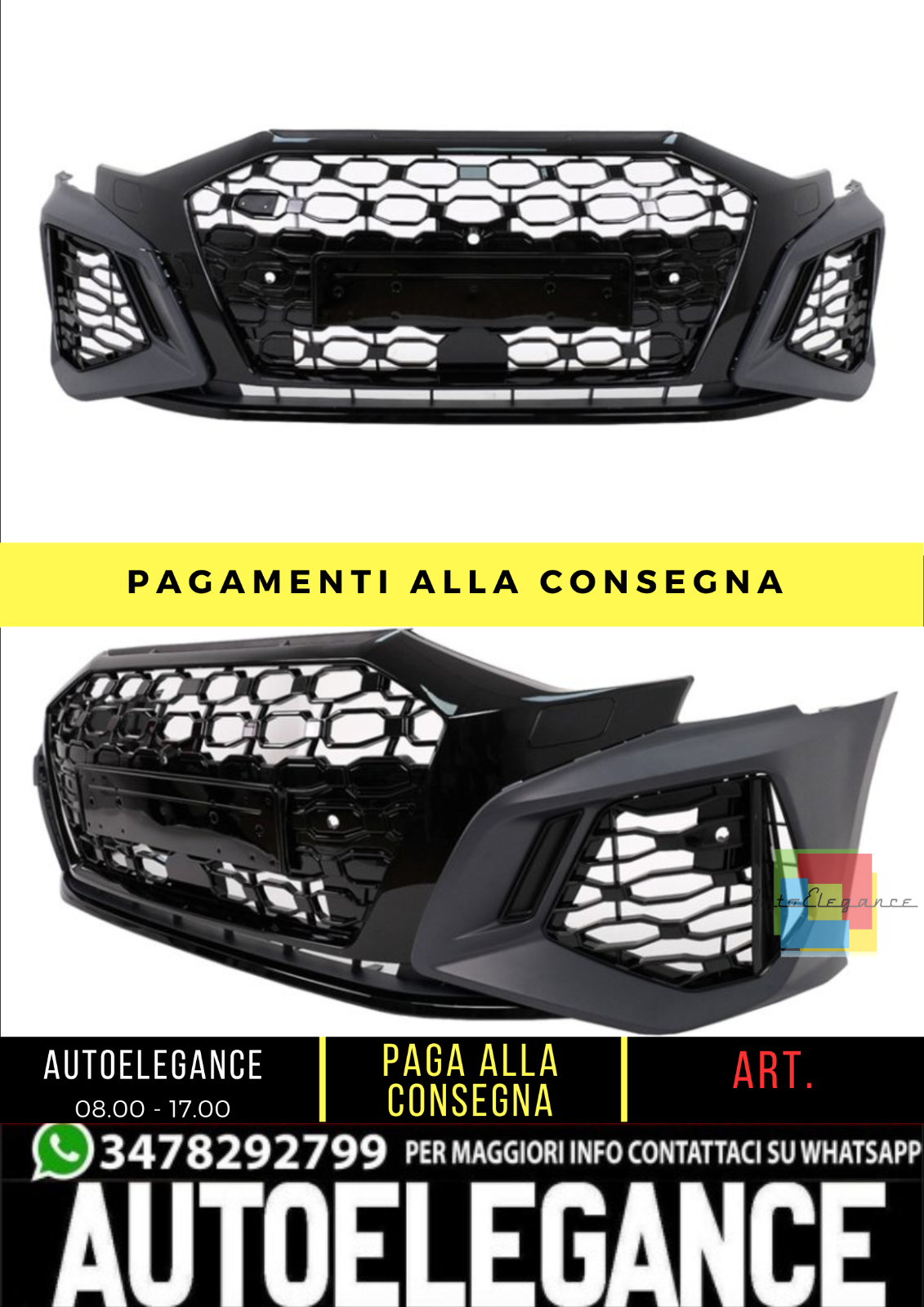 Pare-Chocs Avant RS3 Look Pour Audi A3 (8Y) Berline Facelift 2020-