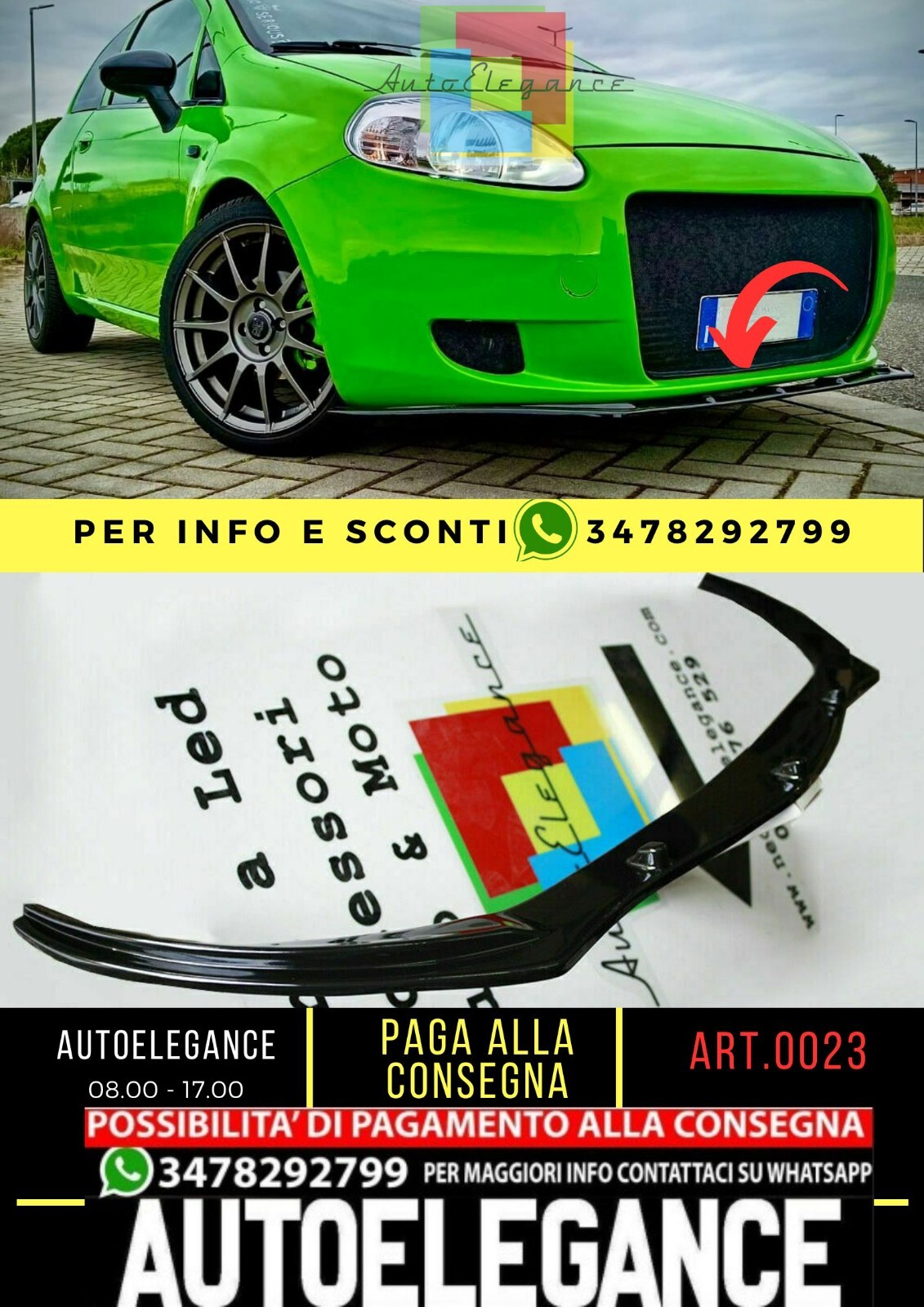 Splitter adatto per Fiat Grande Punto nero lucido