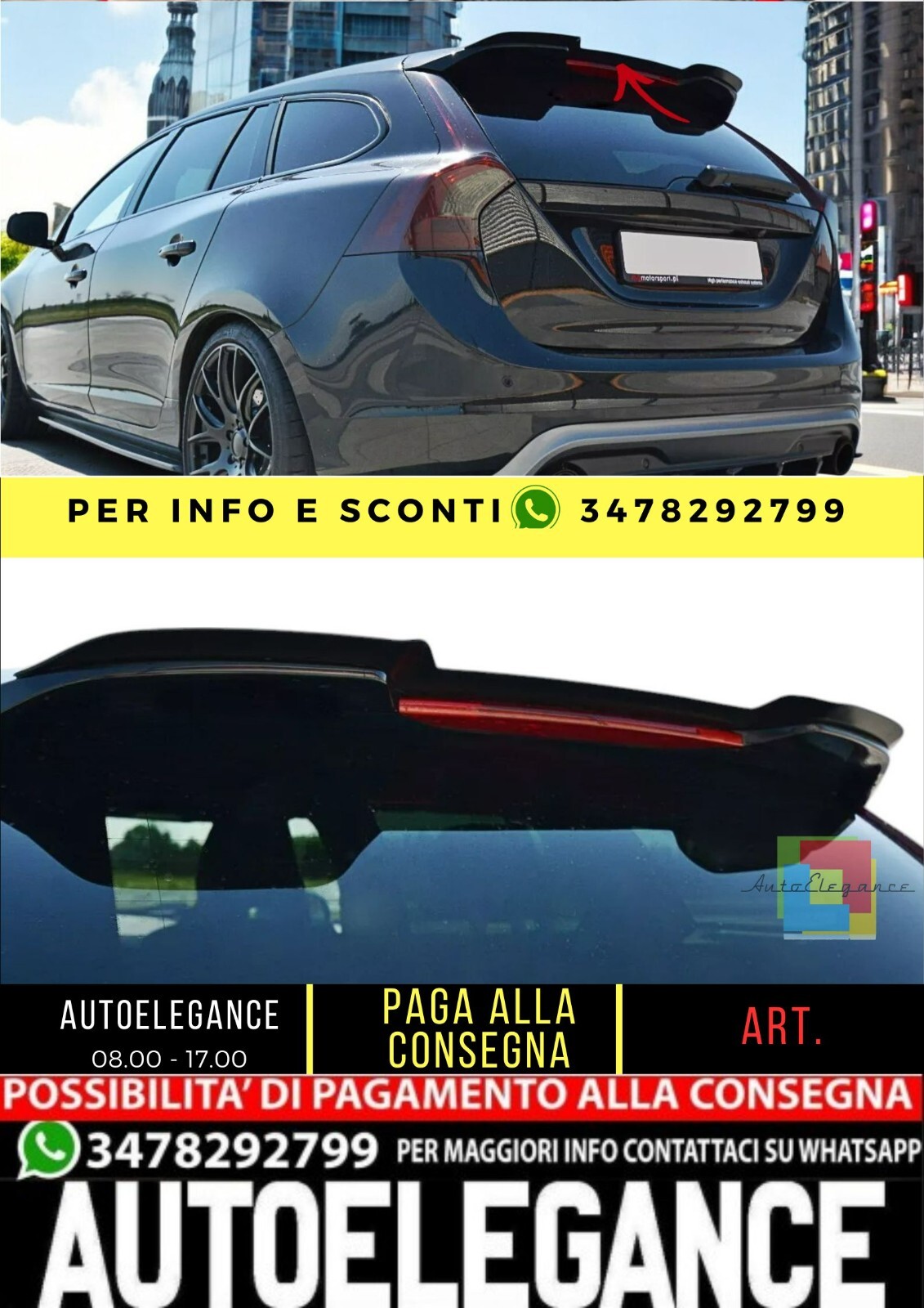 ?SPOILER ALA AGGIUNTIVA PER VOLVO V60 POLESTAR FACELIFT (2014-2018)?