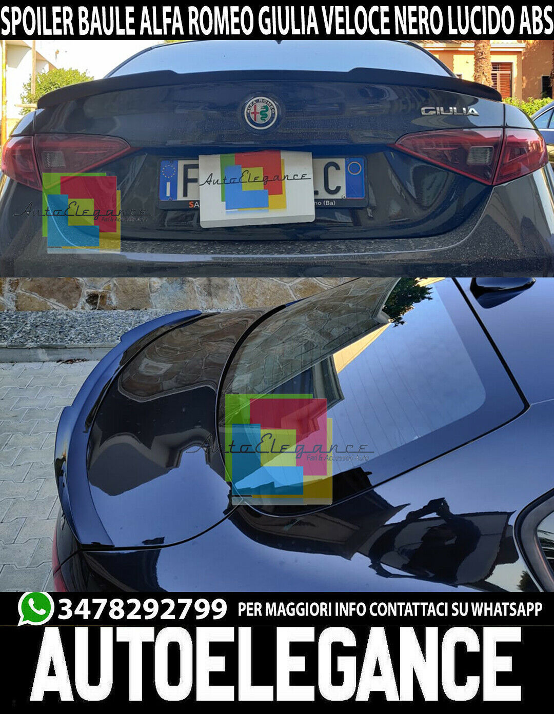 Spoiler Coffre Pour Alfa Romeo Giulia 2015-2021 Sportif ABS Noir Aile Rapide