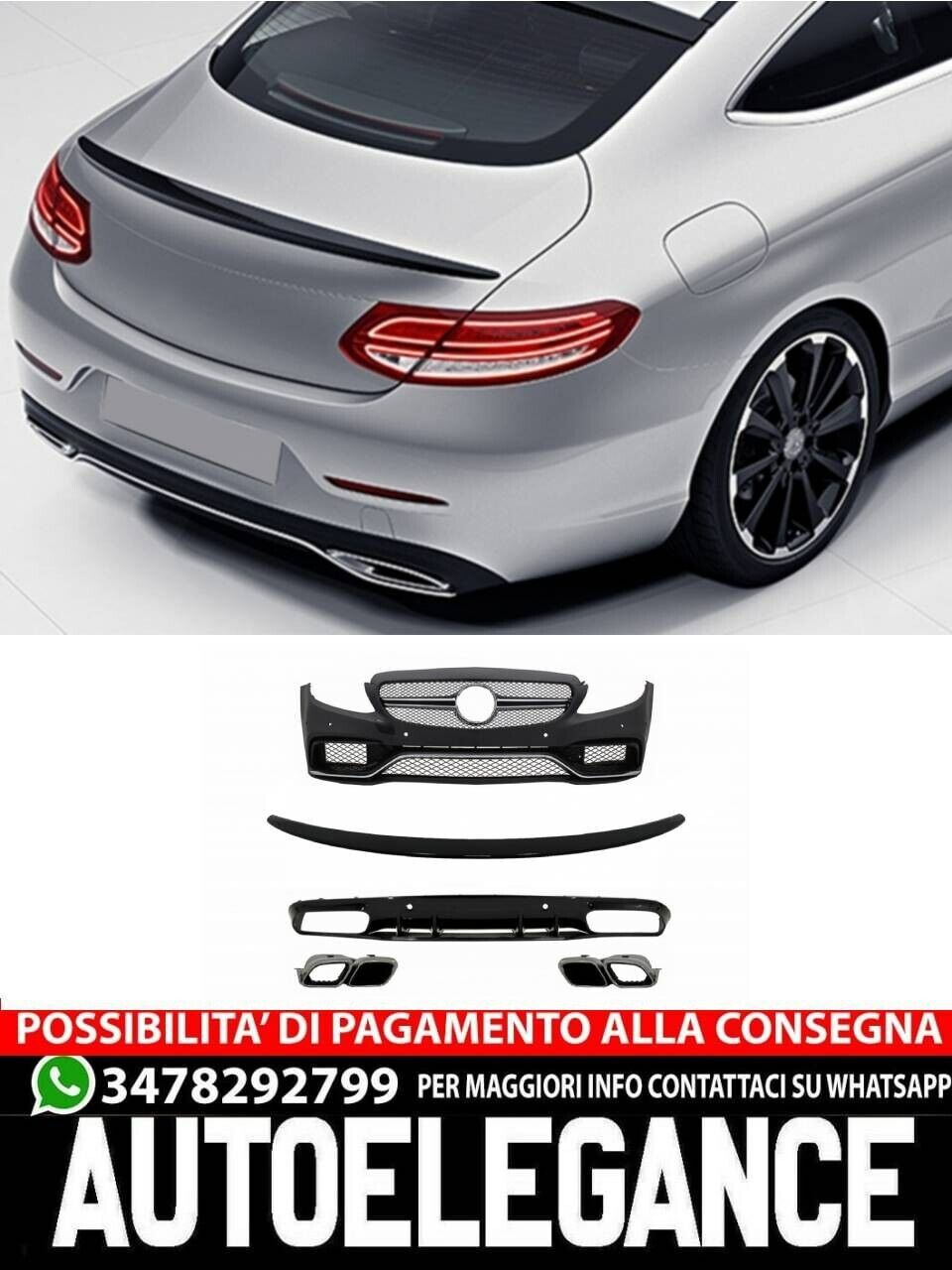 Paraurti anteriore adatto per Mercedes Classe C C205 A205 (2014-2019)