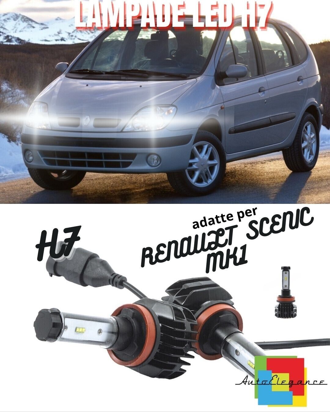 KIT LED H7 6000K CANBUS XENON 9800 LM LUMEN RENAULT SCENIC MK1 I