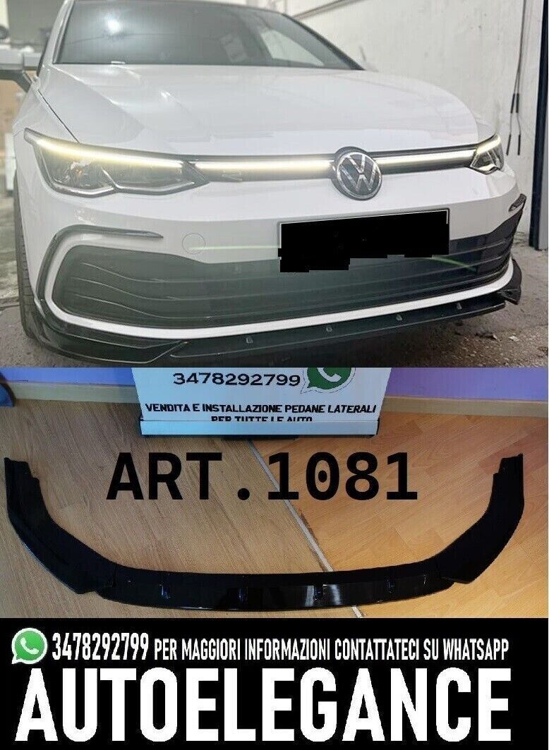 VW GOLF 8 VIII BUMPER SPLITTER BAJO PARACHOQUES DELANTERO ABS NEGRO BRILLO