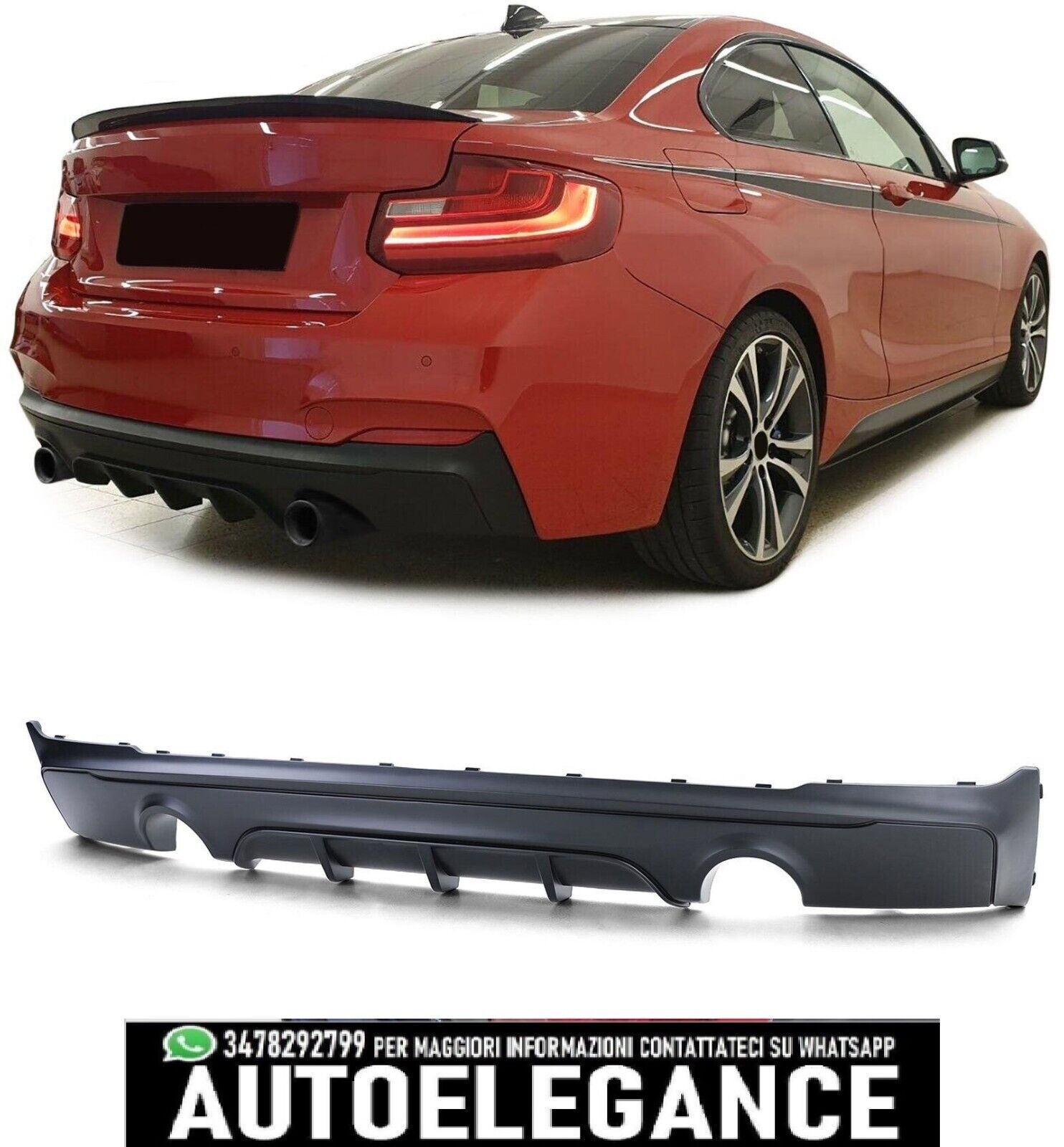Diffusor Hinten Performance Matte Black Geeignet f&uuml;r 2 Serie BMW F22 F23 228 2