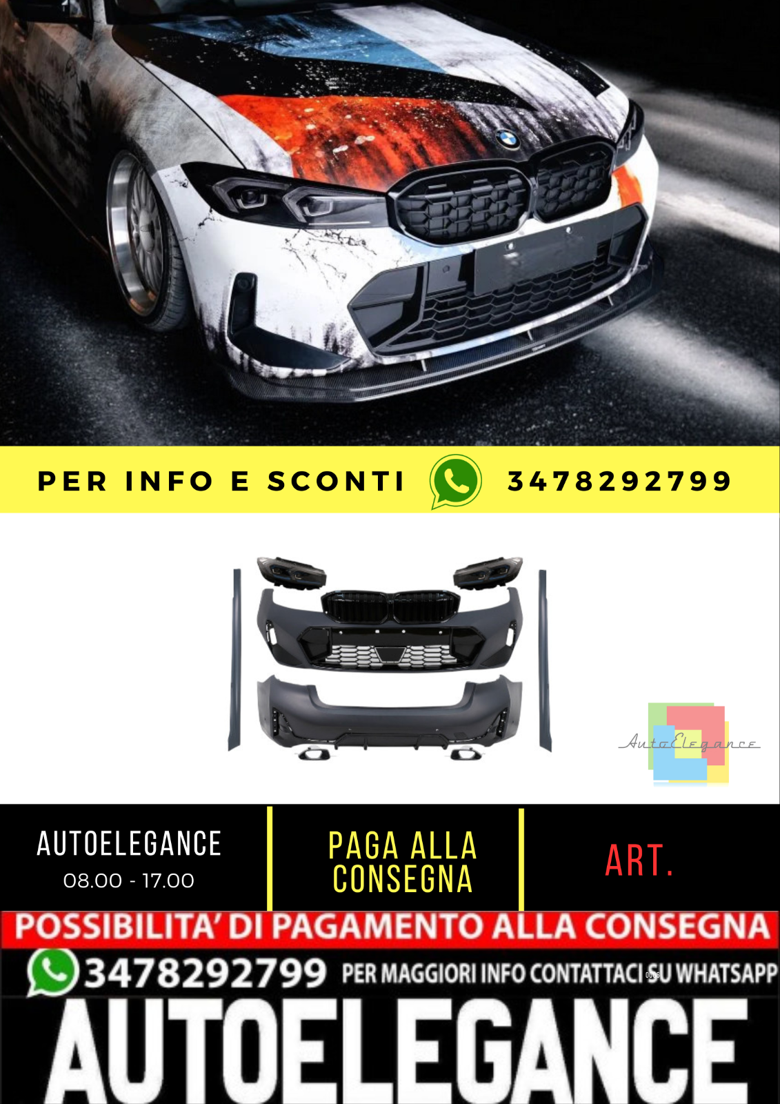 ?BODYKIT ADATTO PER BMW Serie 3 G20 Berlina (2018-2022) Aggiornamento a LCI De ?