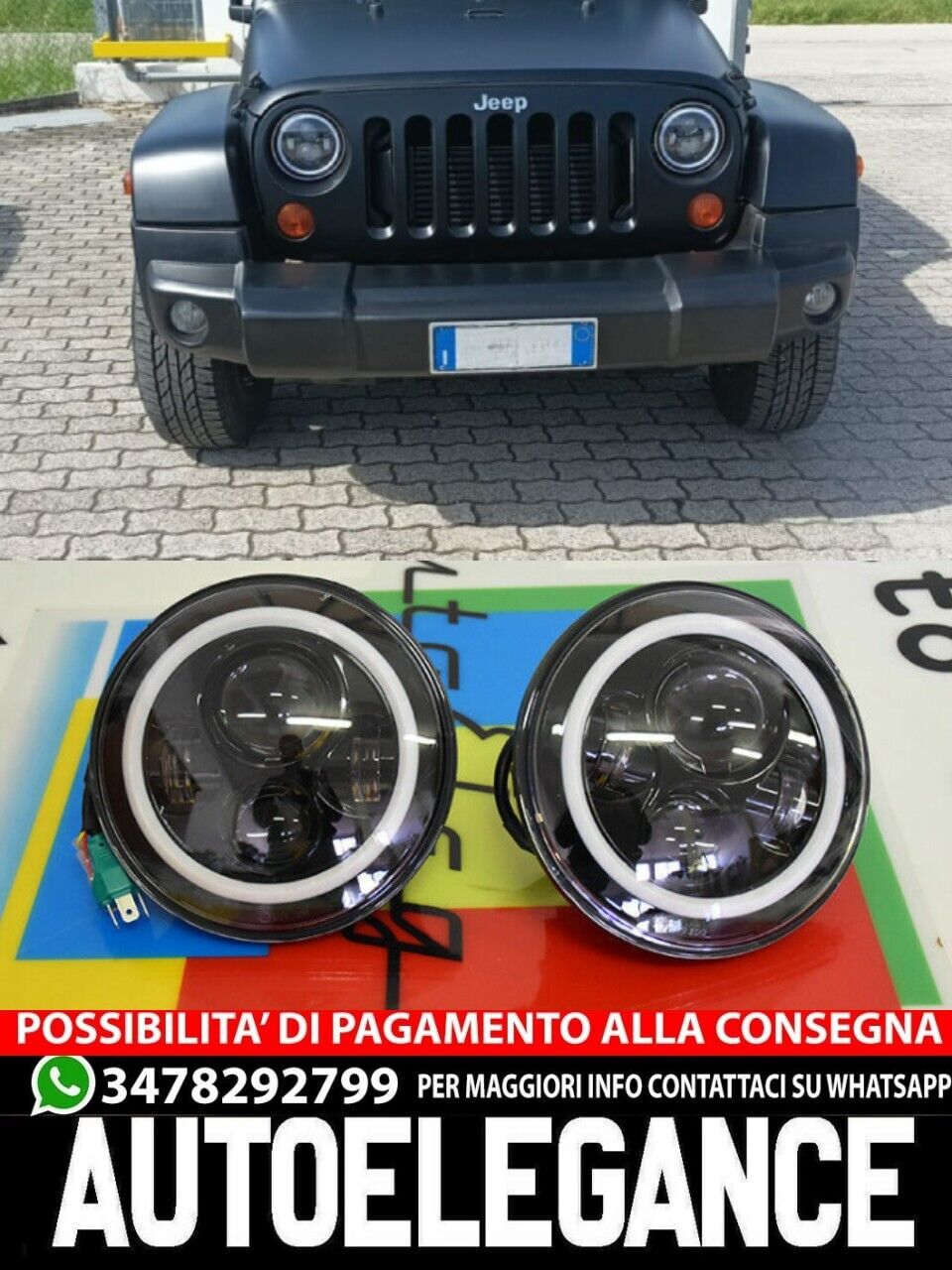 Jeep Wrangler JK 2007-2016 Scheinwerfer Vorne LED Mit Tagfahrlicht Wei&szlig; 6000K Av