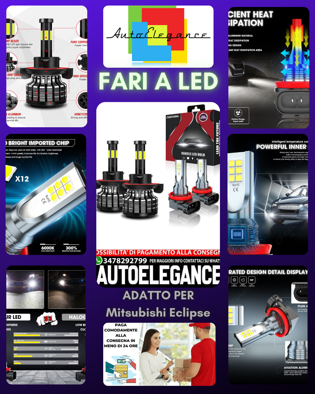 Para 2006 2007 Mitsubishi Eclipse - 6000k LED Faro Hi/Lo + Luz Antiniebla Luz