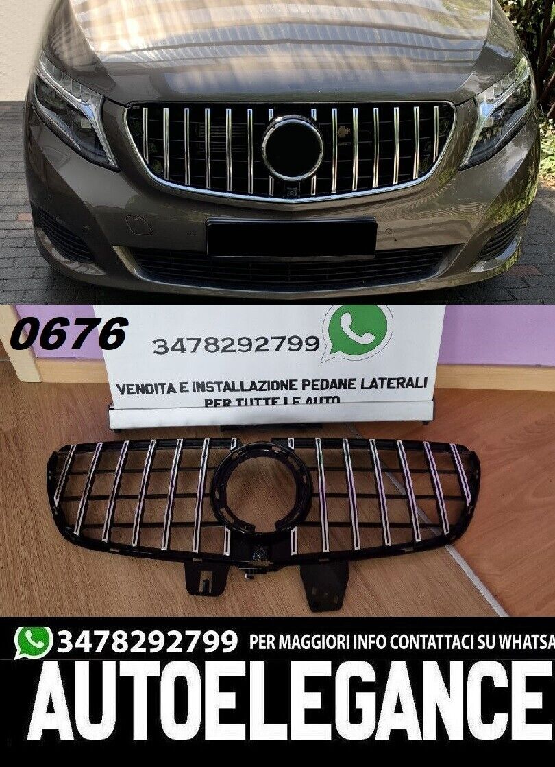 GRIGLIA ANTERIORE MERCEDES CLASSE V W447 2019+ LIFT MASCHERINA PROFILI SATINATI