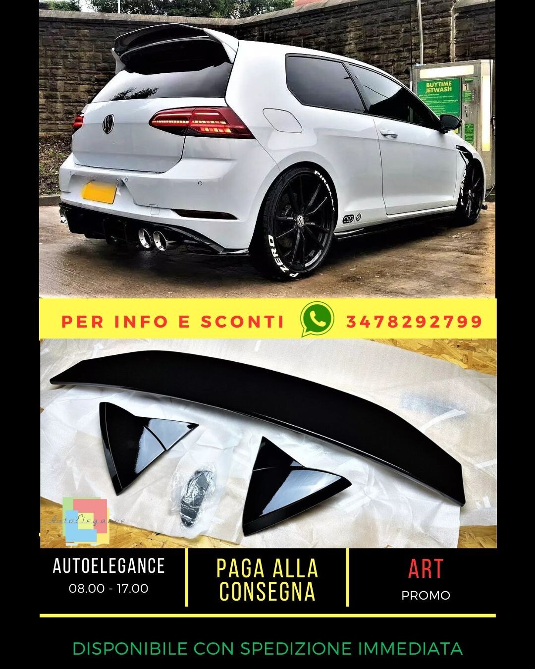 Splitter nero lucido adatto per VW Golf R GTD GTI Aspec MK7 MK7.5 VENDITORE