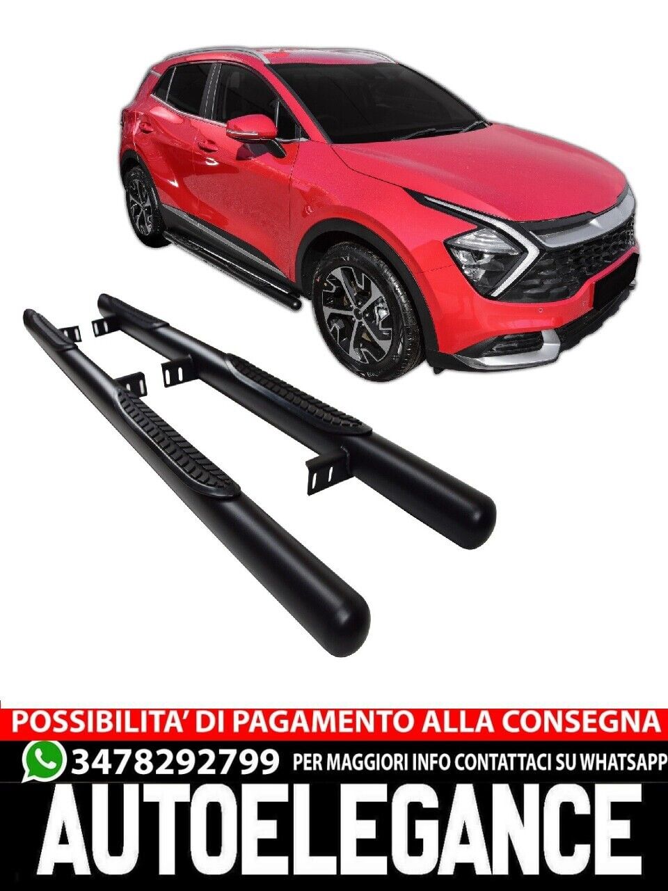 PEDANE SOTTOPORTA adatti  INOX per KIA SPORTAGE NQ5 dal 2022 Nero