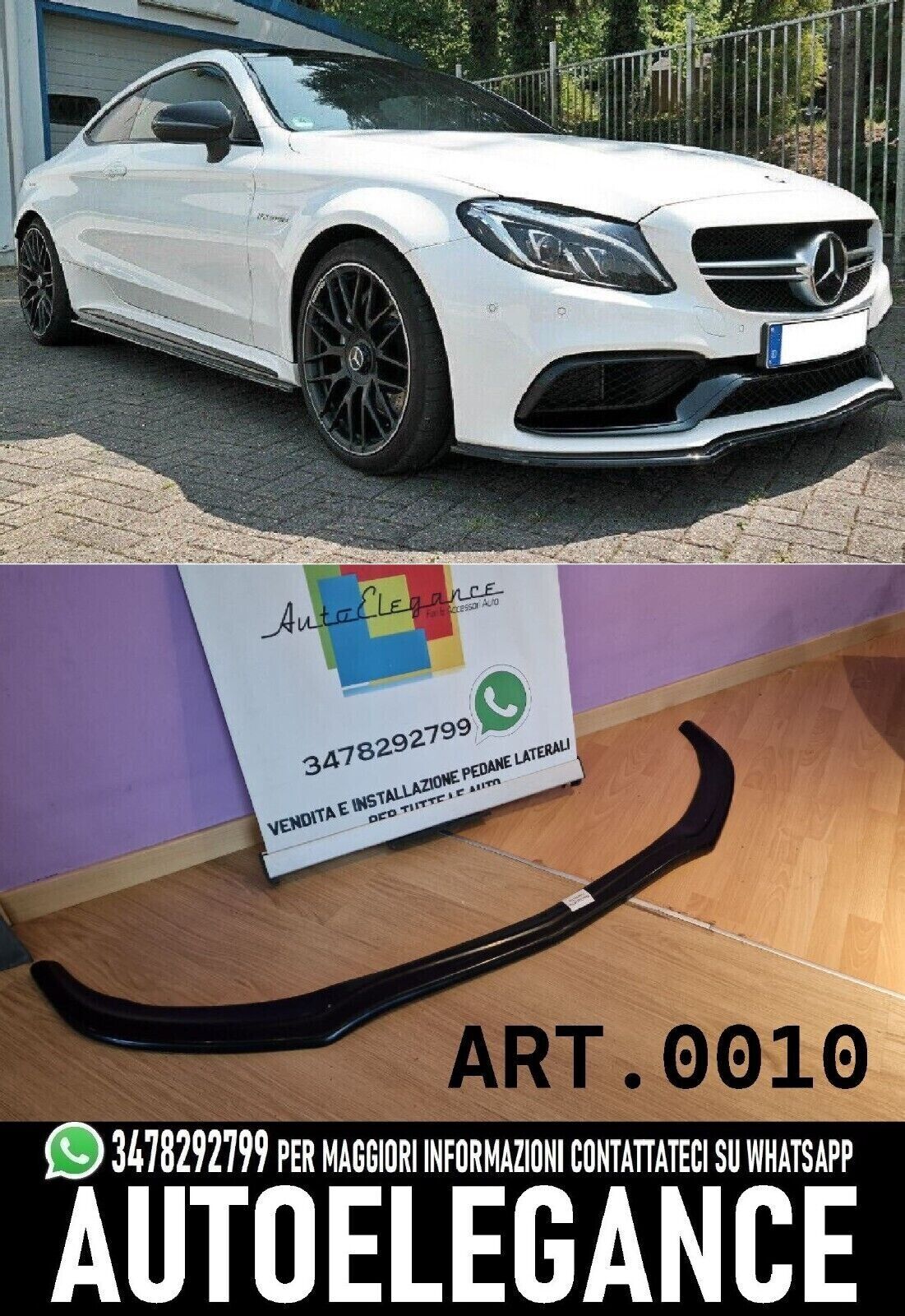 Splitter passend f&uuml;r Mercedes C-Klasse W205 C205 2015&ndash;2018 AMG C63 gl&auml;nzend schw