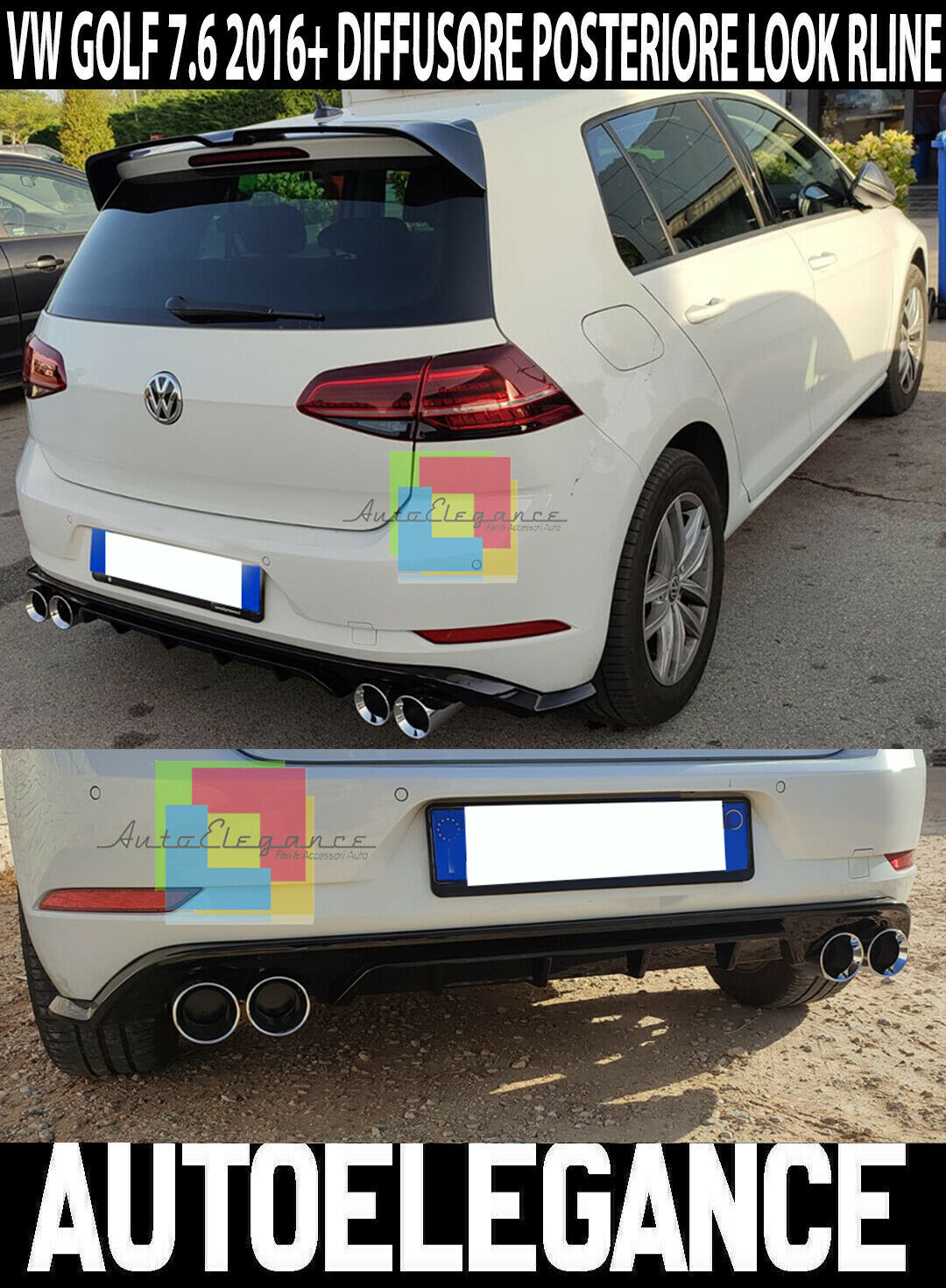 VW Golf 7.5 2017-2020 Diffusor Hinten Unten Sto&szlig;stange Quattro Anschl&uuml;sse R