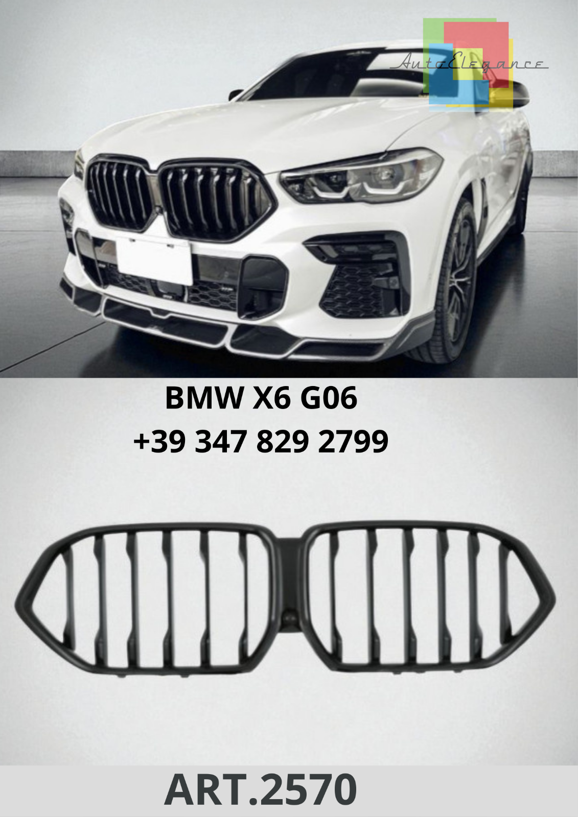 ART.2570 Calandra Deportiva Para BMW X6 G06 &ndash; Negro Brillante