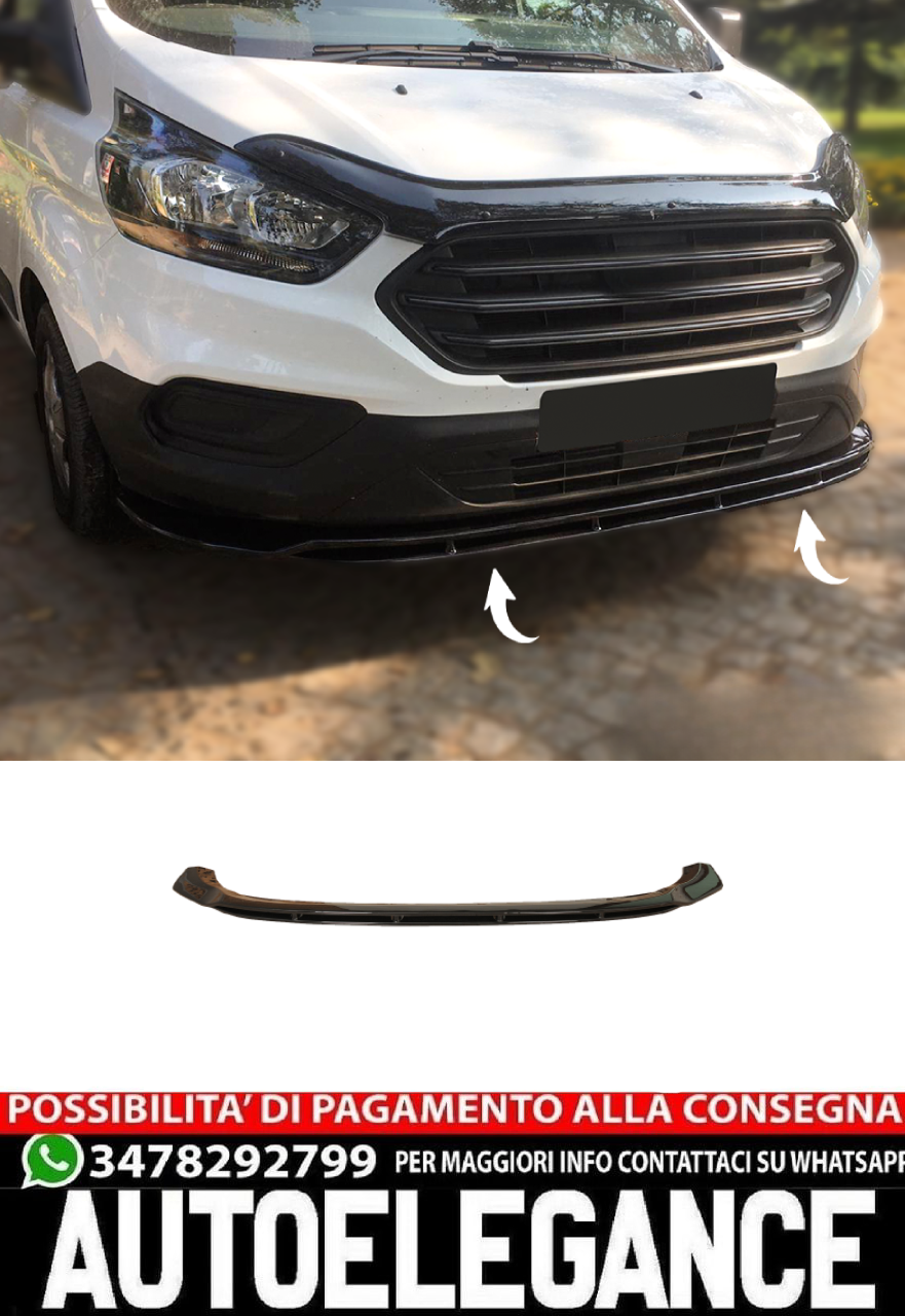 Labbro anteriore spoiler anteriore per FORD Transit Custom 2018 + nero lucido