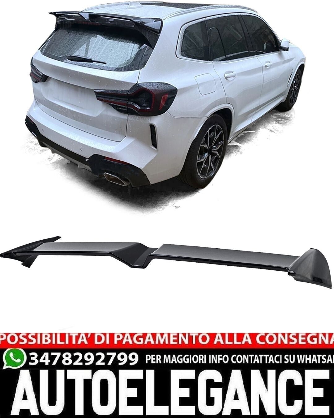 SPOILER ARRI&Egrave;RE ADAPT&Eacute; POUR BMW X3 G01 17-21 LOOK NOIR BRILLANT DESIGN SPORTIF