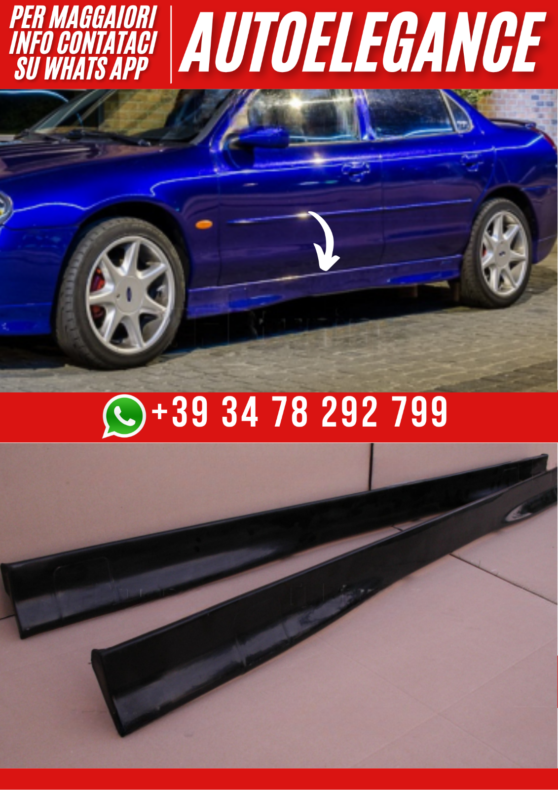 ❤? Minigonne Laterali Compatibili con FORD MONDEO 1996&ndash;2000 ❤?