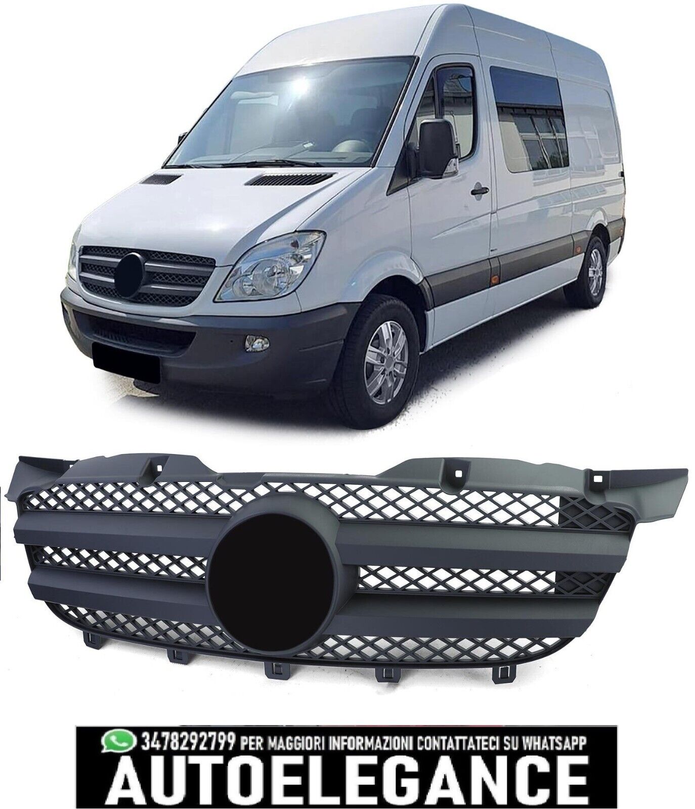 Gitter Vorderseite Schwarz f&uuml;r Mercedes Sprinter W906 vor Facelift 06-13