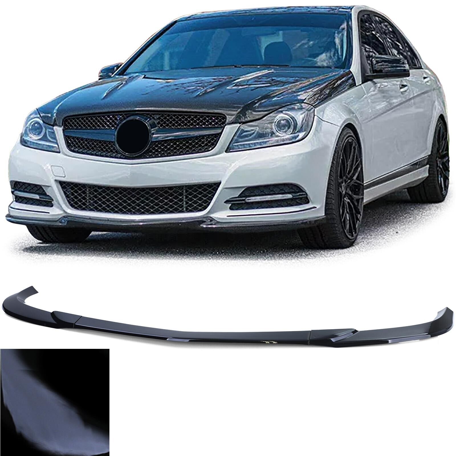 Frontspoiler Sto&szlig;stange Schwarz Gl&auml;nzend f&uuml;r Mercedes C W204 S204