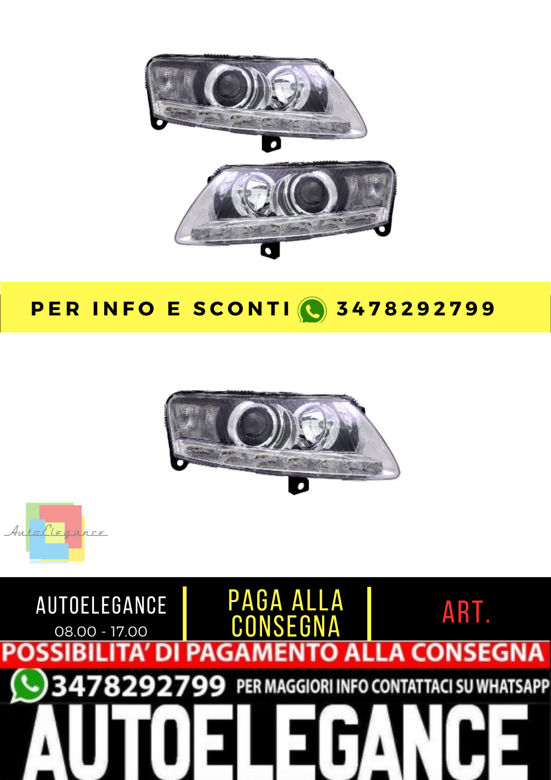 🔥Set fari per Audi A6 4F 2008-2011 Xenon D3S Bi-HID LWR DRL TFL🔥