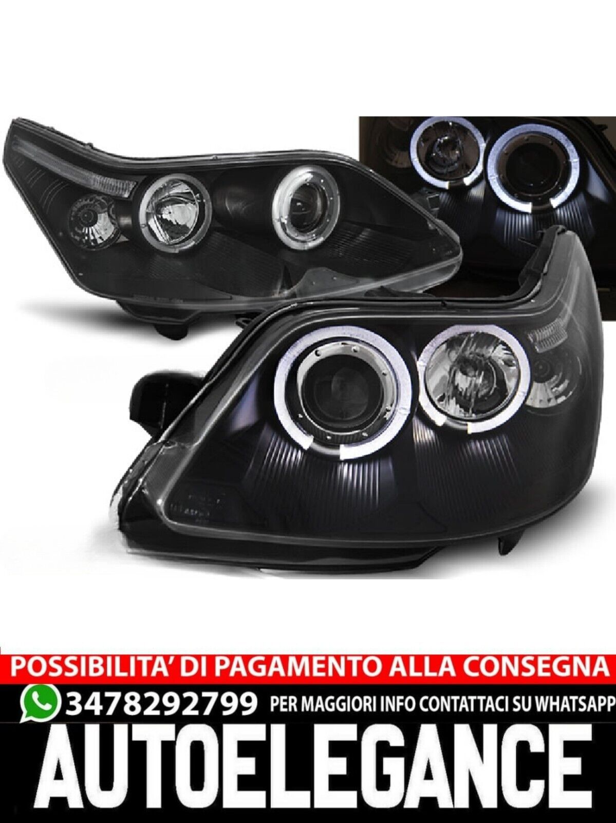 FARI ADATTI COMPATIBILI PER CITROEN C4 04-10 ANGEL EYES NERO
