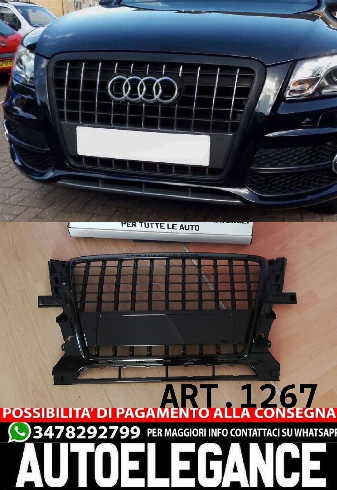 Gitter Geeignet f&uuml;r Audi Q5 8R 2008-2012 Look Sline SQ5 Schwarz Gl&auml;nzend