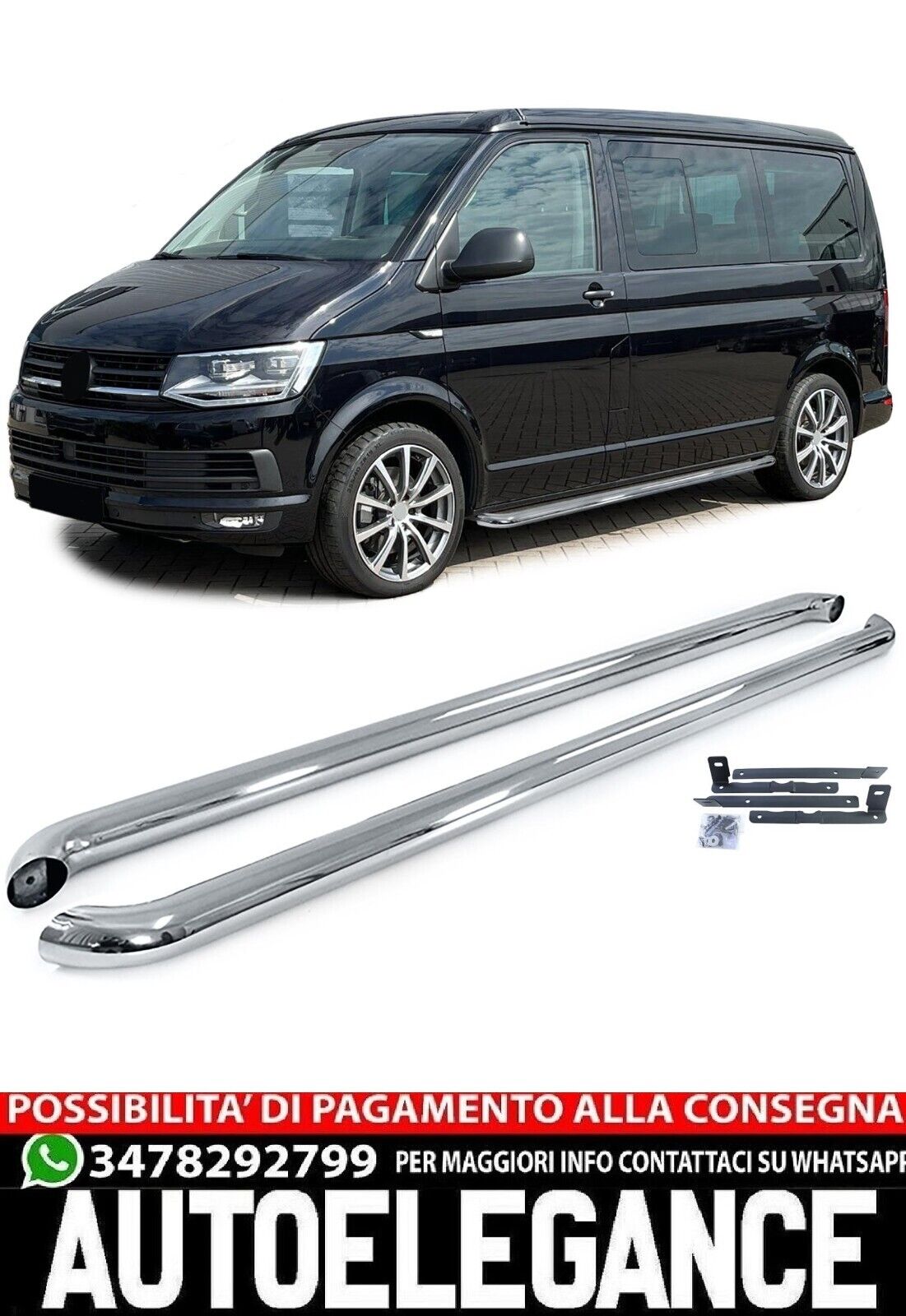 Trittbretter Seitenlichter aus Edelstahl Poliert Geeignet f&uuml;r VW T5 T6.1 Step