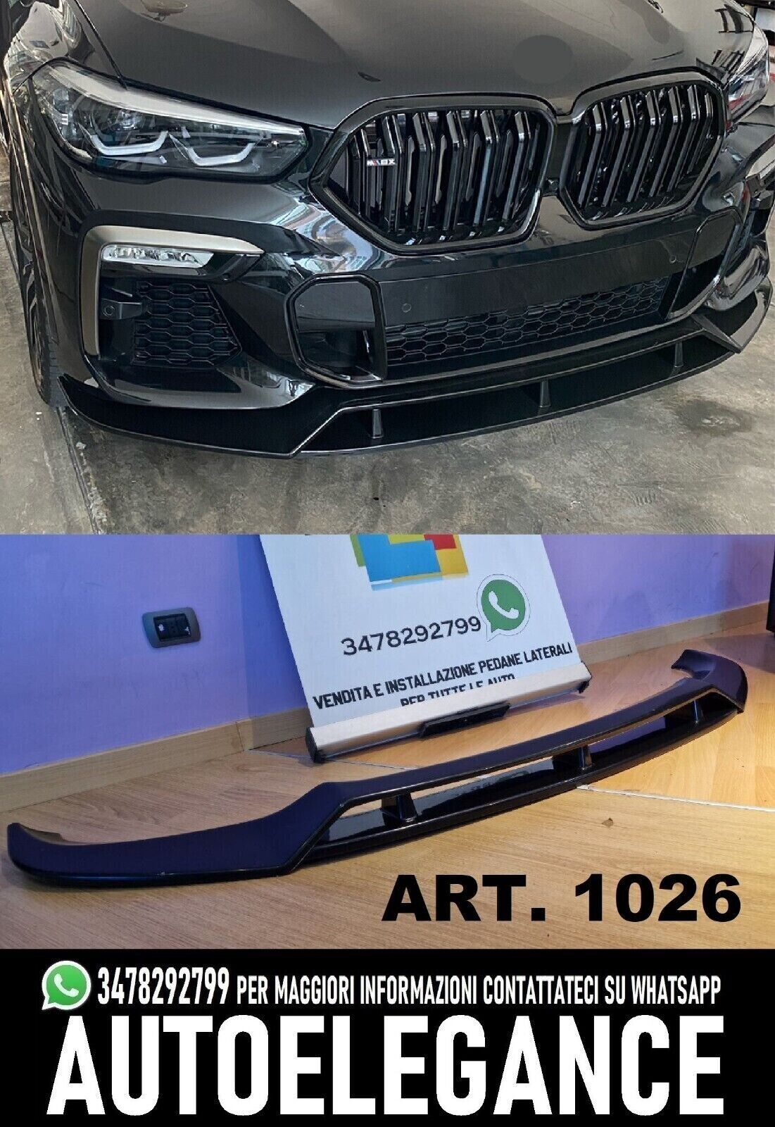 LAME DU PARE-CHOCS AVANT POUR BMW X6 G06 2020+ M PERFORMANCE MX6 MSPORT NOIR BRI