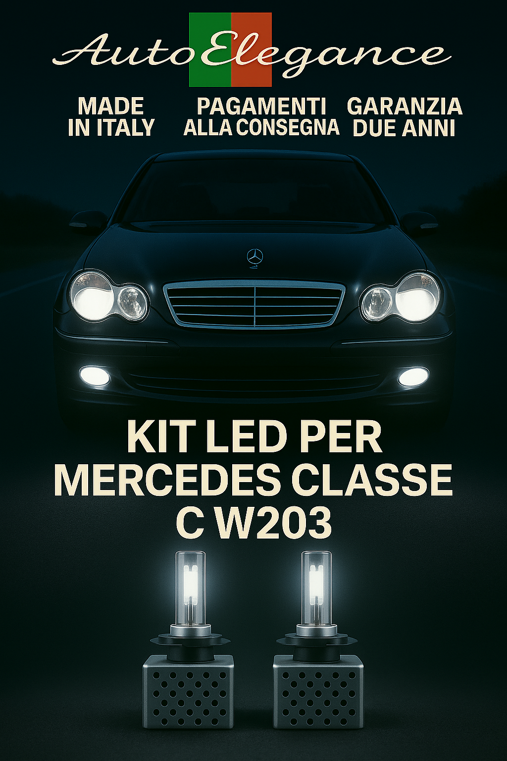 KIT LED D2S 6000K Anfibios + Fendinebbia Para Mercedes Clase C | CANBUS